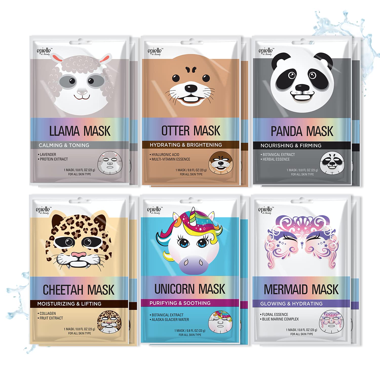 Epielle Character Sheet Masks  Animal Spa Mask -For All Skin Types  Spa Gifts For Women, Birthday Party Gift For Kids, Girls Nig
