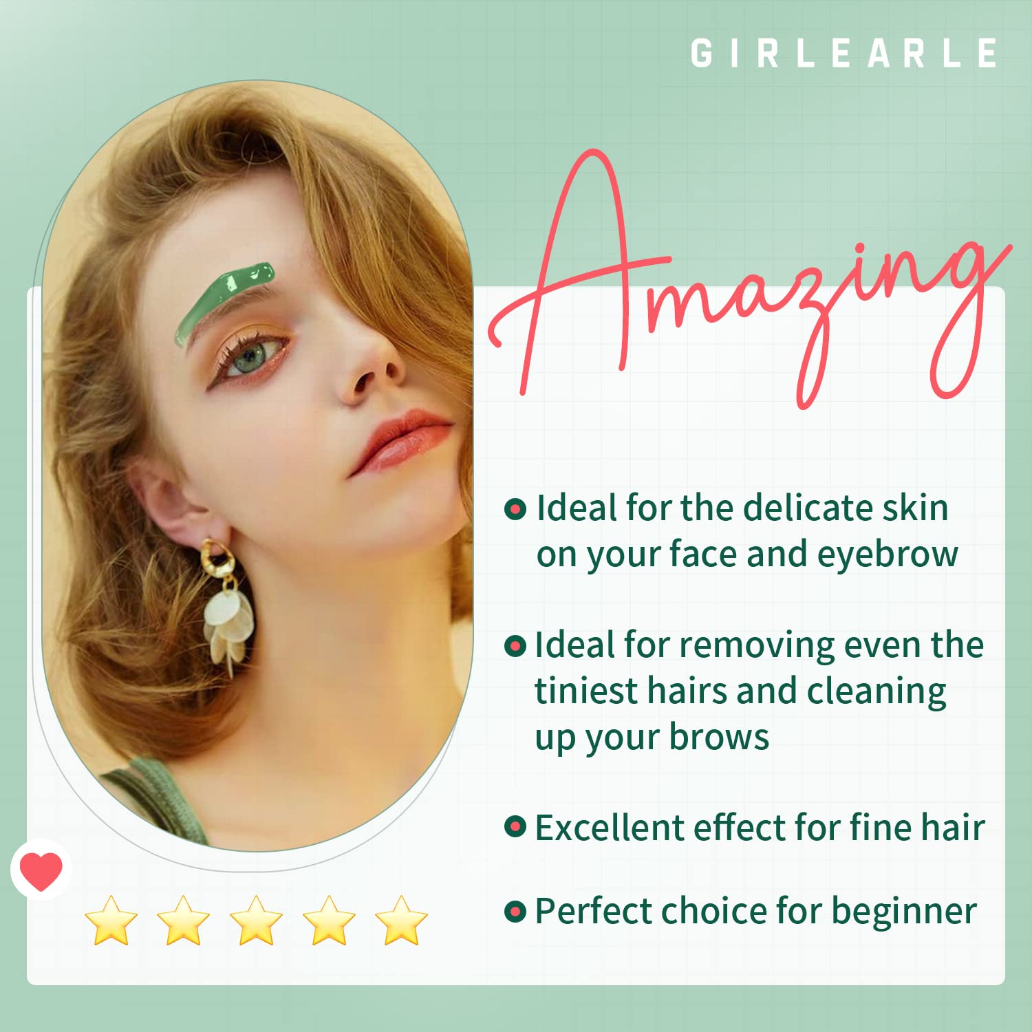 Girlearle Wax Beads (1Lb) For Hair Removal - Aloe Vera Formula, Perfect For Sensitive Skin, Eyebrow, Brazilian Bikini, Legs, Fac