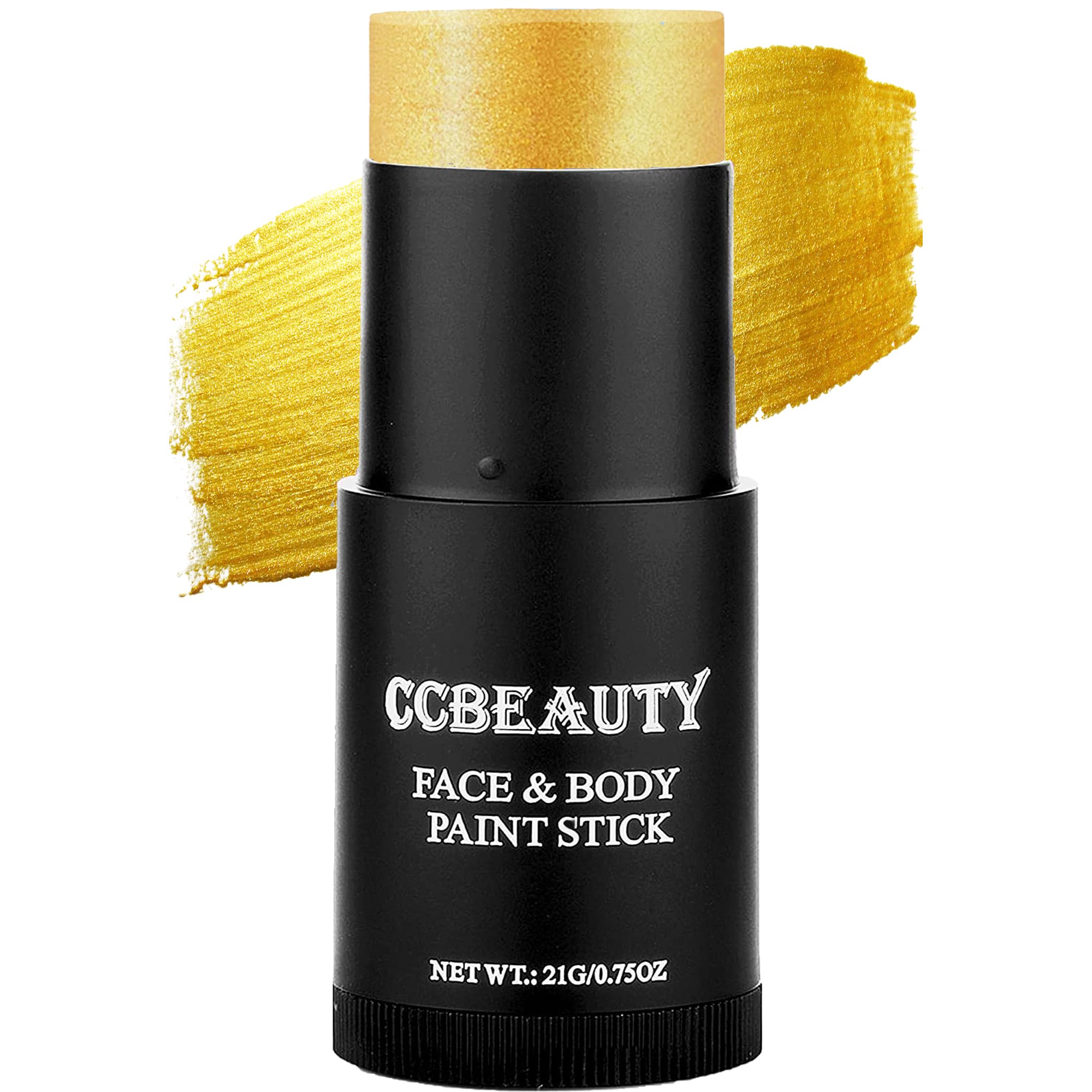 Ccbeauty Metallic Gold Face Paint Stick, Cream Blendable Full Body Paint Sticks,Sweatproof Waterproof Hypoallergenic Eye Black S