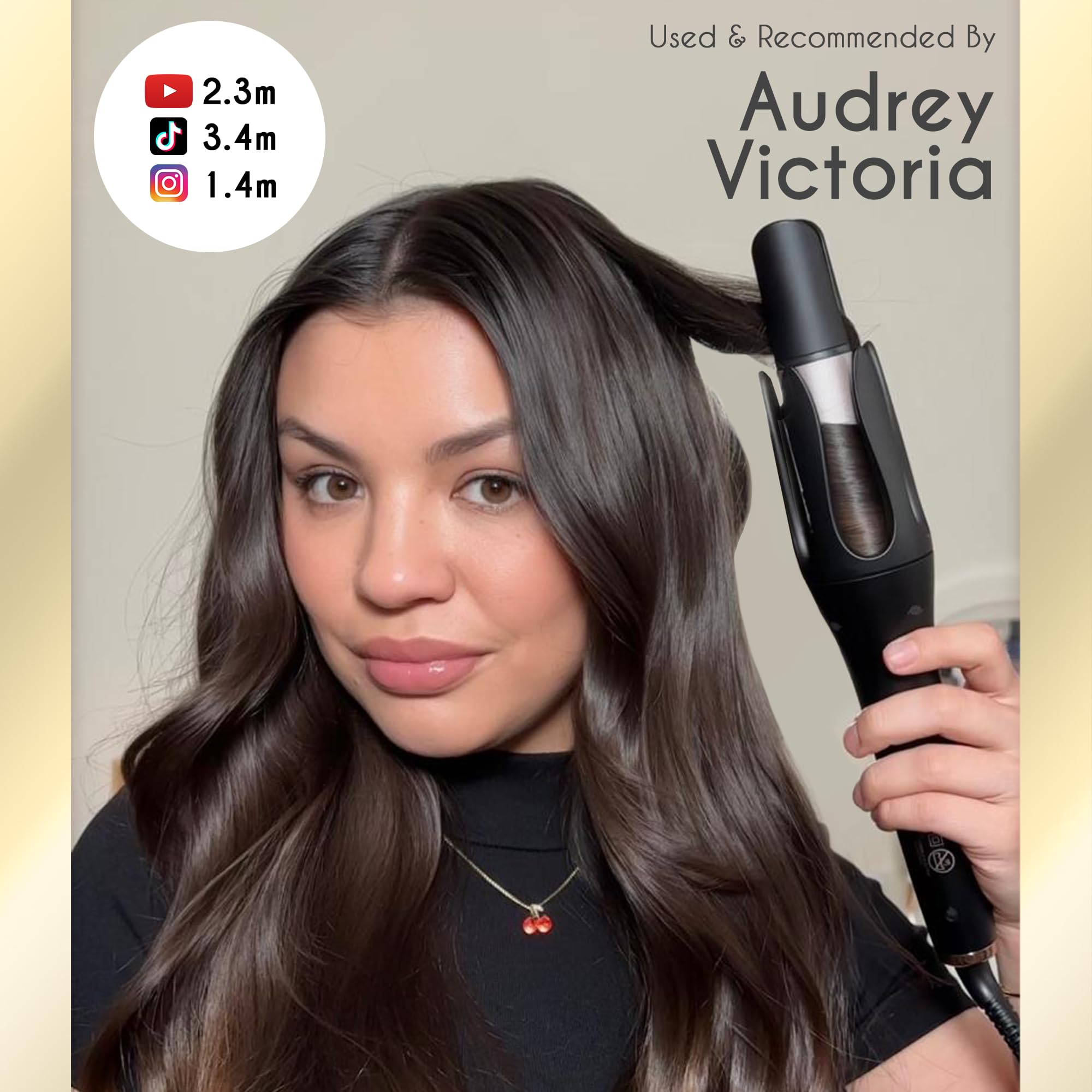 ELLA BELLA® Automatic Rotating Curling Iron - 1.2 Inch, Ceramic, Black/Gold - Easy to Use with Digital Display for Temperature Control