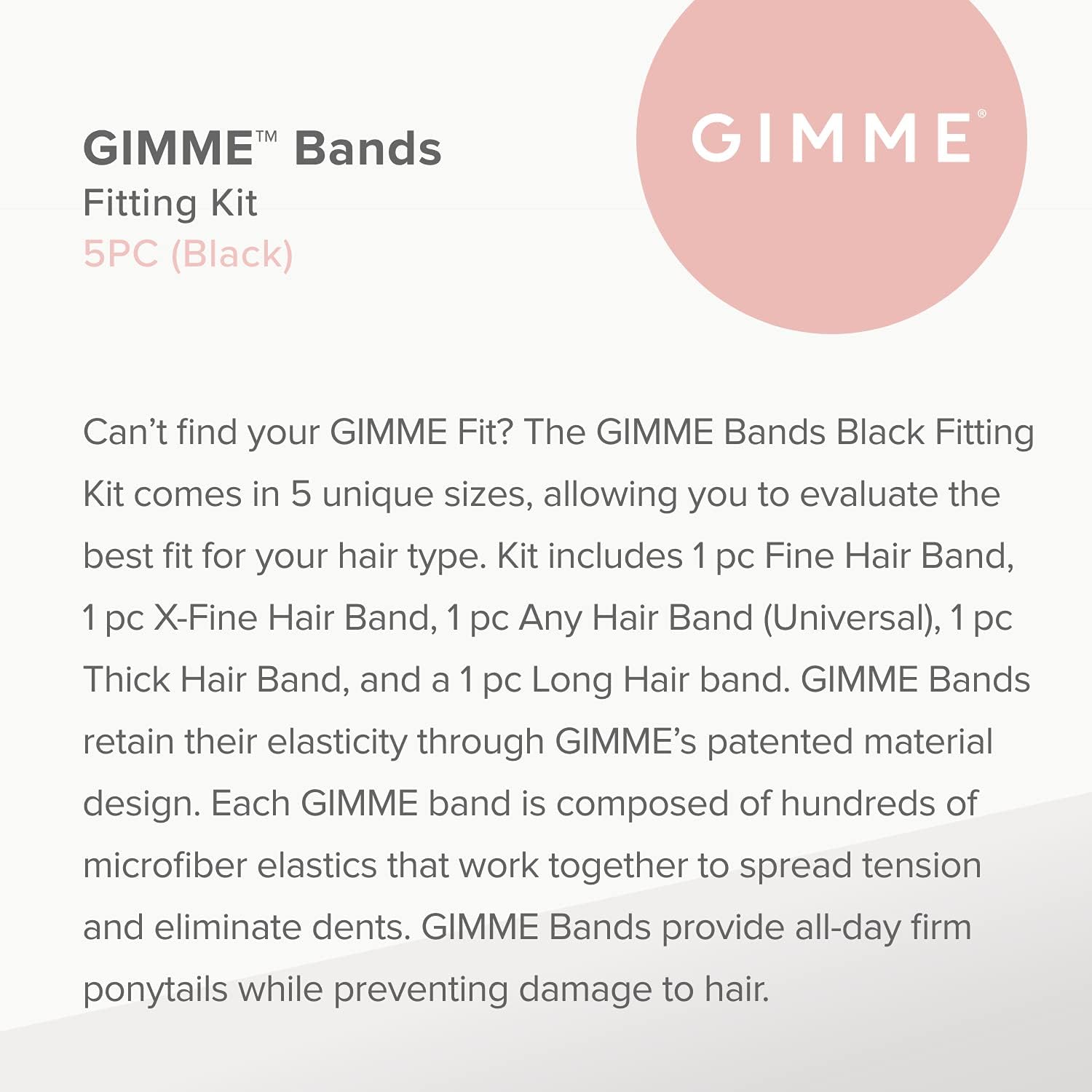Gimme Beauty - Black Hair Ties in 5 Sizes - Bands Fitting Kit - Soft Hair Ties for Thick Hair & Black Pony Tail Holders for Thin