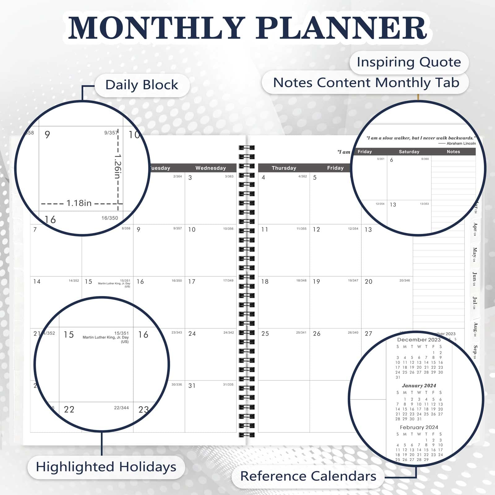 2023-2028 Monthly Plannercalendar - Jul 2023 - Jun 2028, 5 Year Monthly Planner with Tabs  celebrity Quotes, 9 x 11, Famous Quot