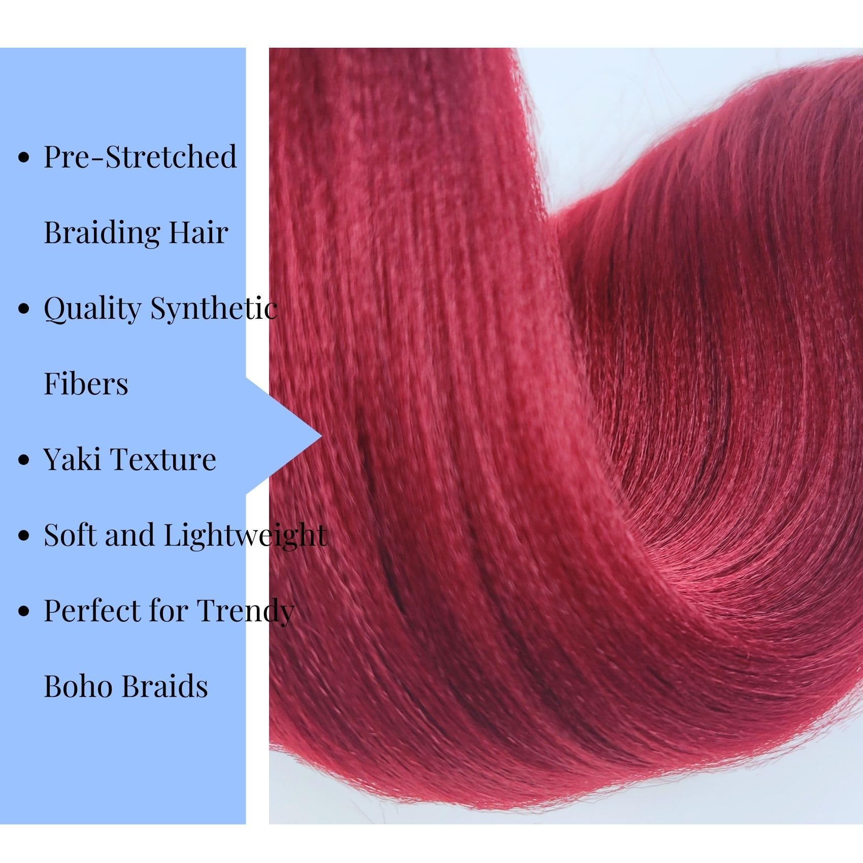 Burgundy Braiding Hair Pre Stretched For Boho Braids Synthetic Prestretched Ez Braiding Hair For Knotless Box Braids Bohemian Br