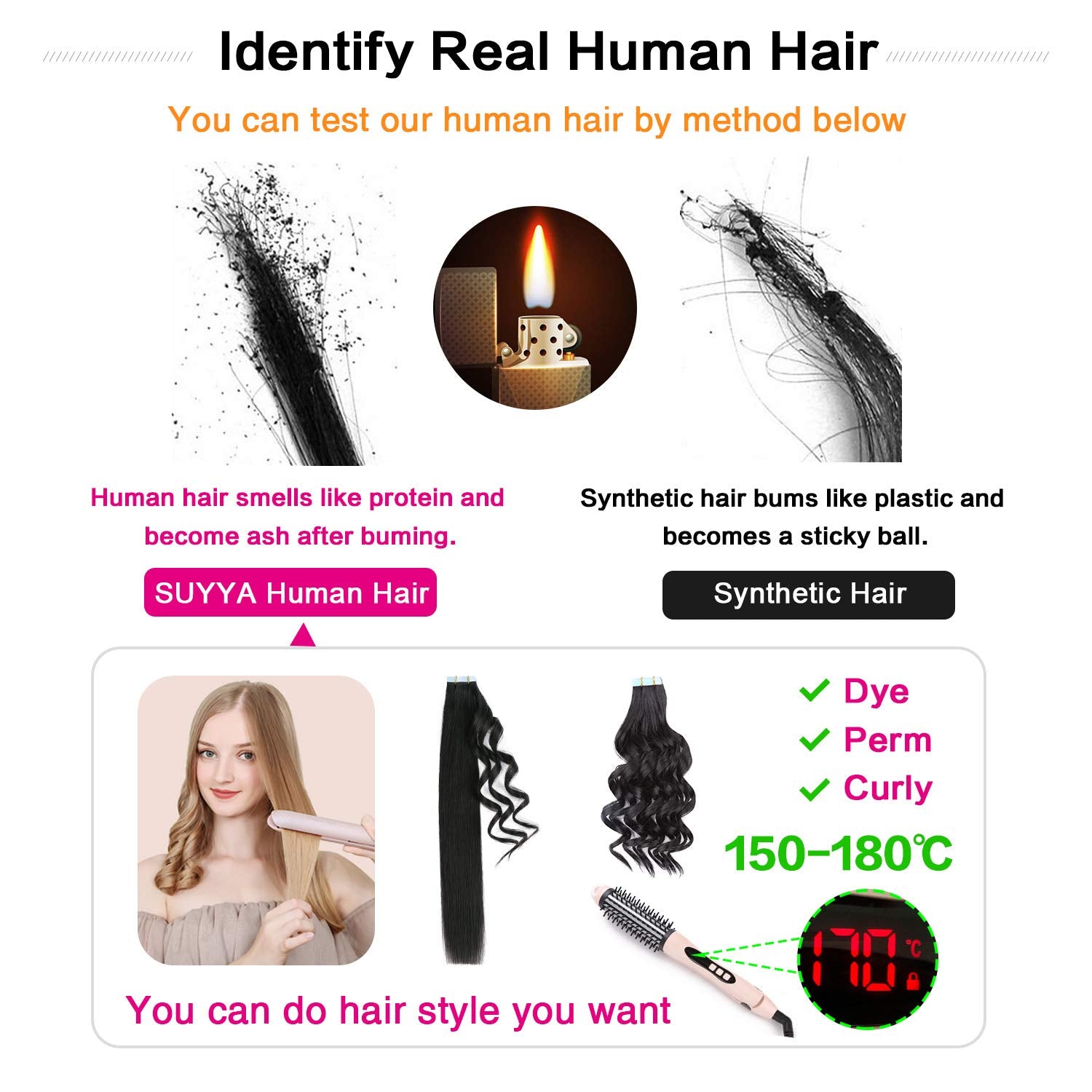 Suyya Tape In Hair Extensions Natural Black 100% Remy Human 20 Inches 20Pcs 50G/Pack Straight Seamless Skin Weft Hair(20 #1B Off