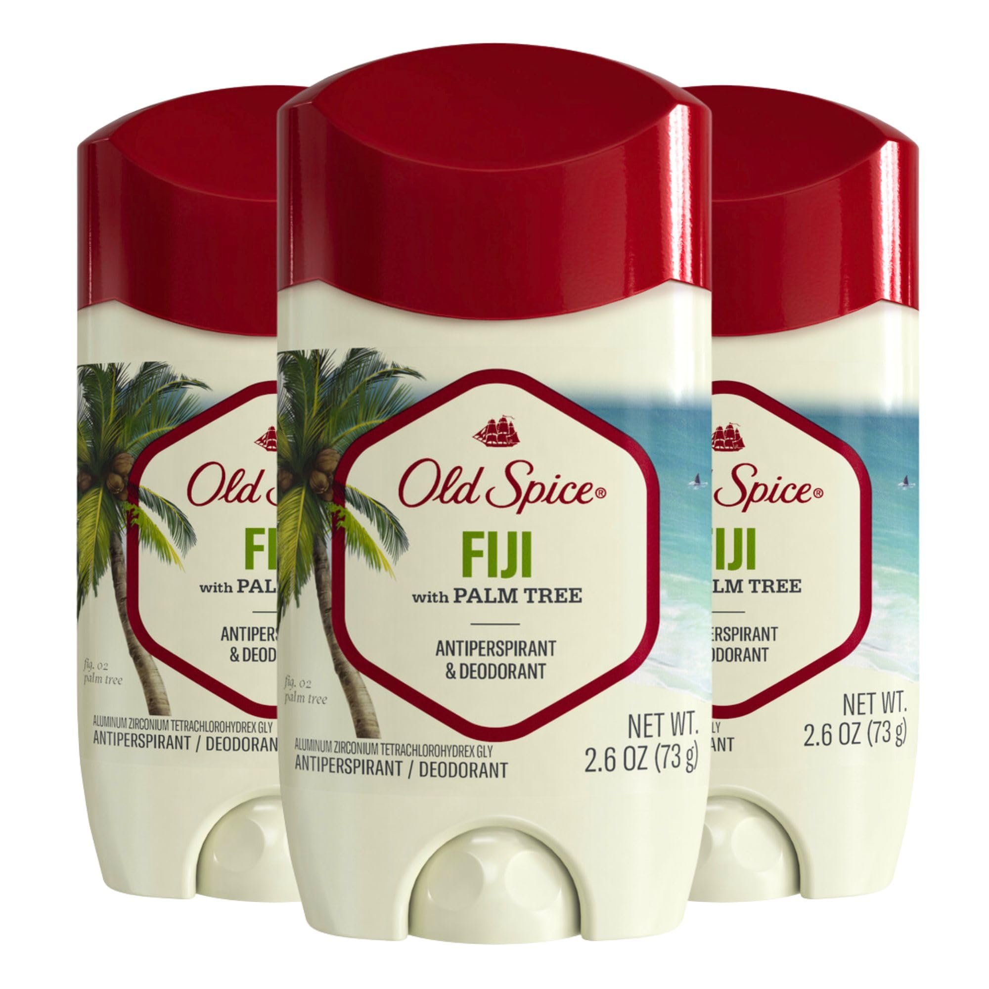 Old Spice Men 's Antiperspirant & Deodorant Fiji with Palm Tree, 2.6oz (Pack of 3)