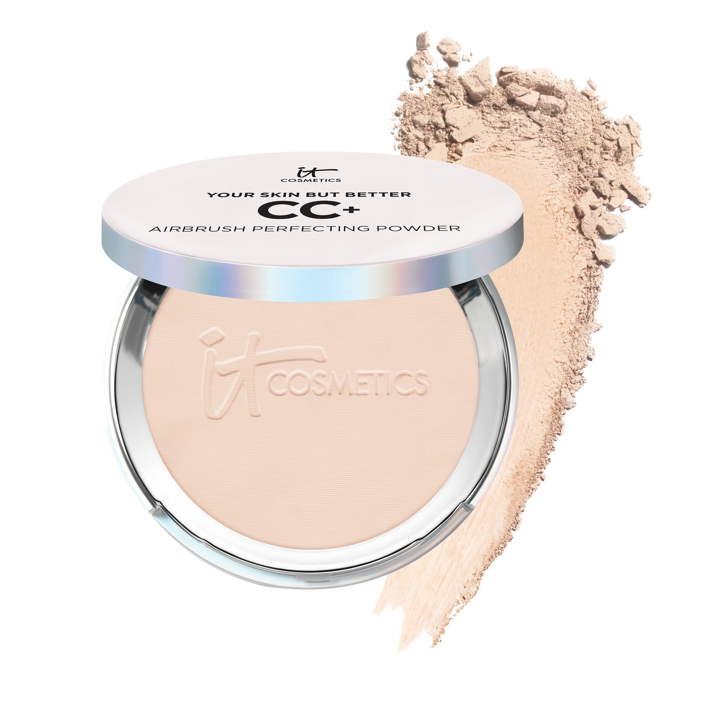 IT Cosmetics CC+ Airbrush Perfecting Powder Foundation - Buildable Full Coverage Of Pores & Dark Spots - Hydrating Face Makeup w