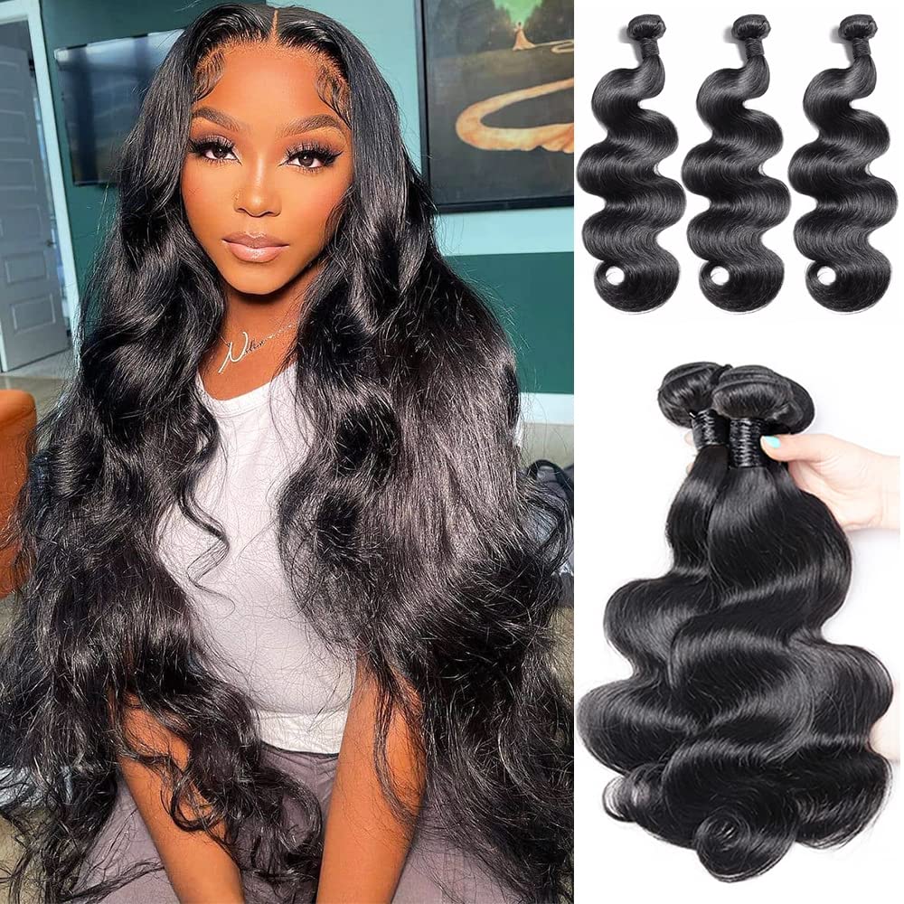 26 28 30 Inch Human Hair Bundles Human Hair Body Wave Bundles Human Hair 12A Weave Bundles Human Hair Brazilian Hair Bundles 100