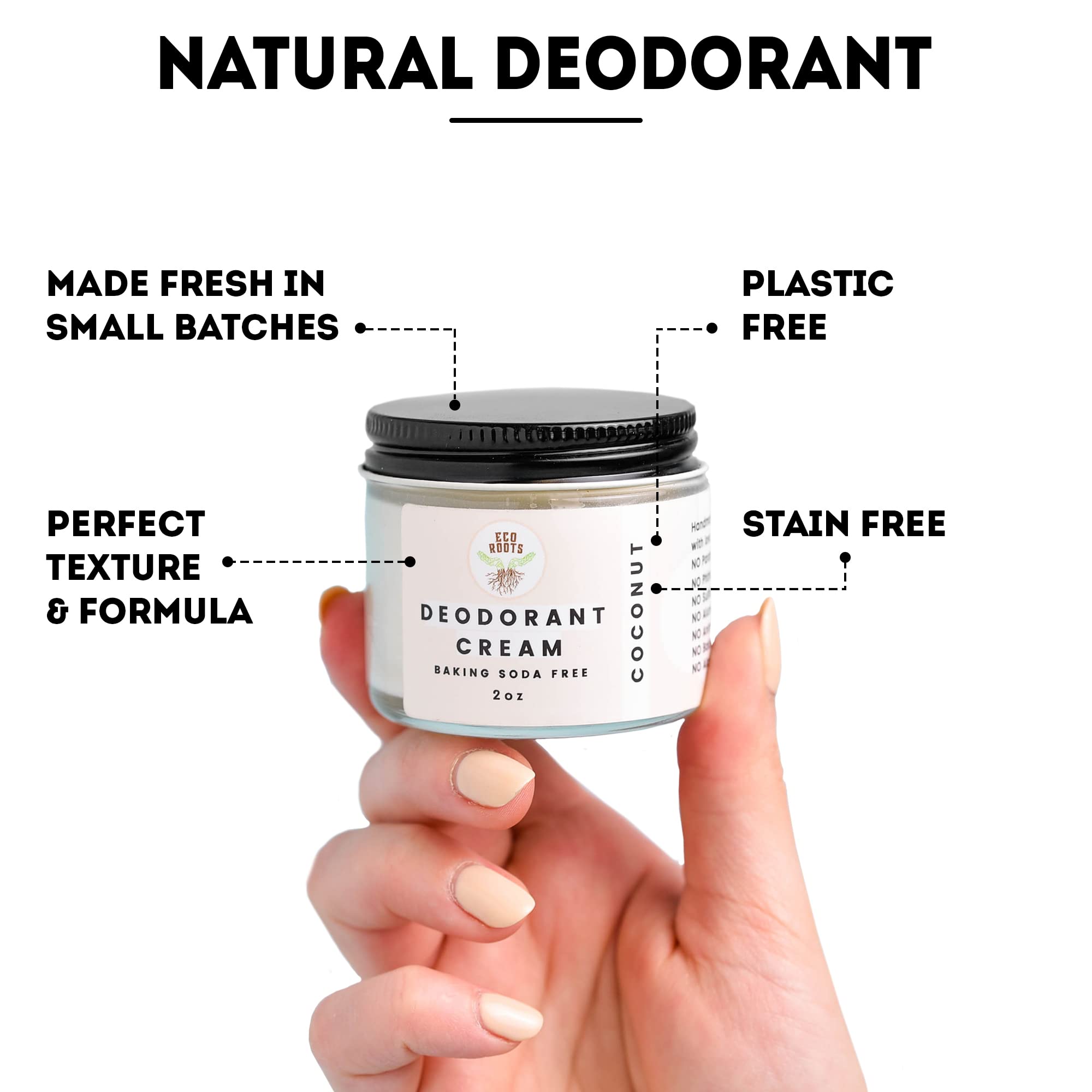 ECO ROOTS Natural Deodorant for Women & Men | Organic Deodorant Cream Non Aluminum | Baking Soda Free Healthy Deoderant for Body