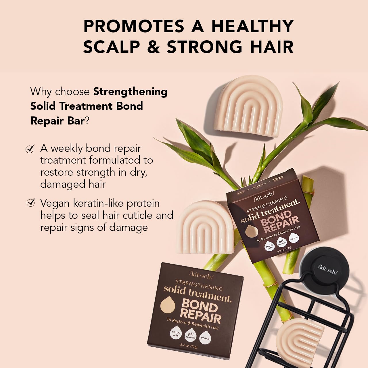 Kitsch Bond Repair Hair Mask - Strengthening Solid Treatment to Restore & Replenish | For Dry & Damaged Hair | Made in US | All