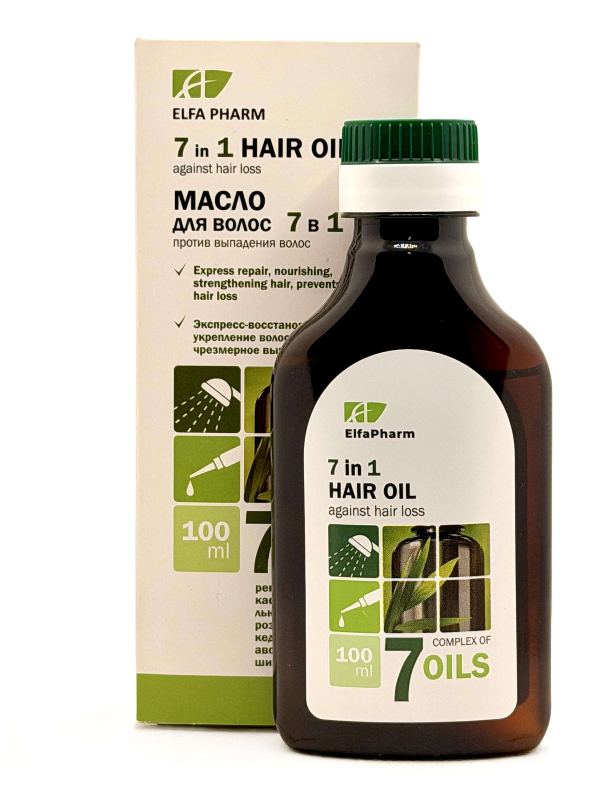 7 Oils Hair Oil 7 in 1 Against Hair Loss - Complex of 7 Natural Oils: Burdock, Castor, Linseed, Rosemary, Cedar, Avocado & Shea 