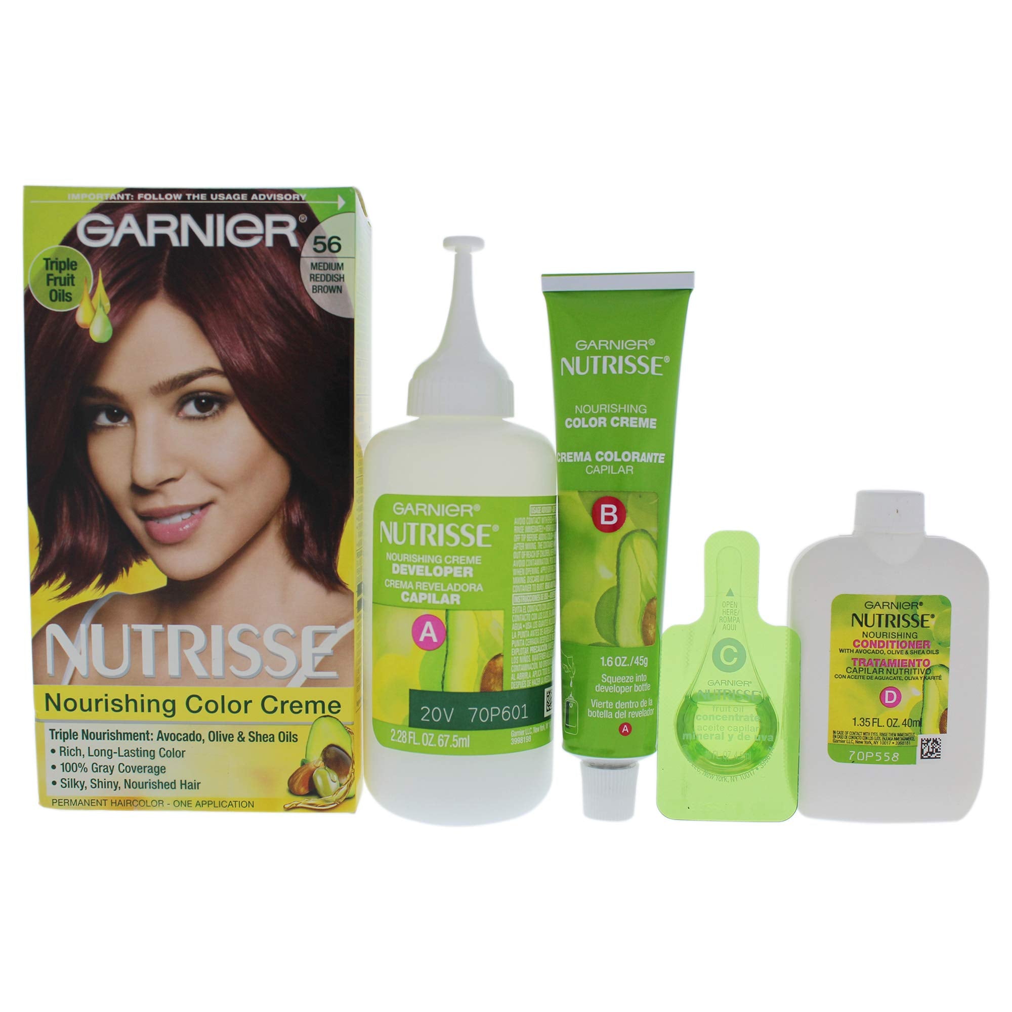 Garnier Nutrisse Nourishing Color Creme, 56 Medium Reddish Brown 1 ea (Pack of 3)