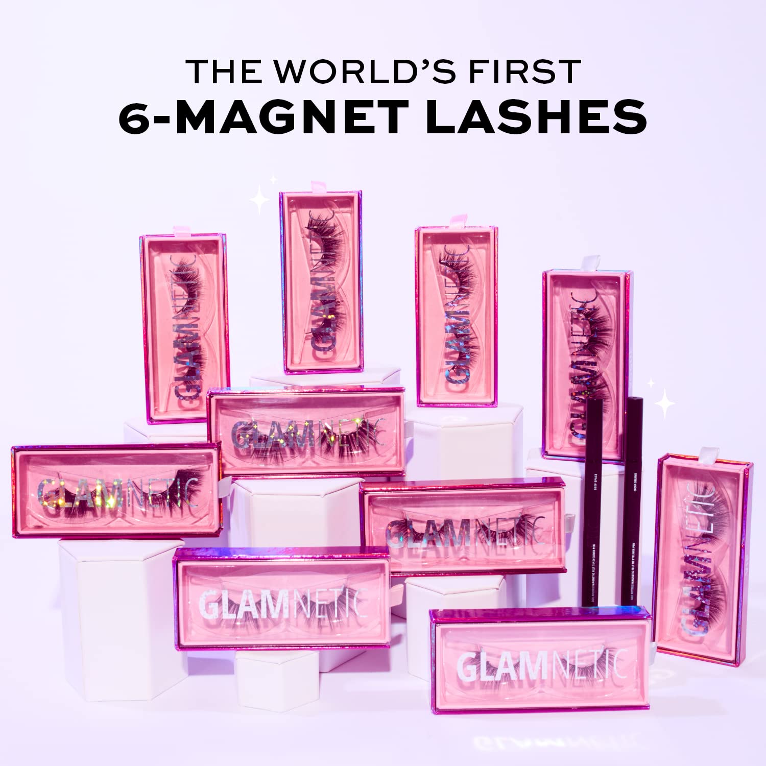 Glamnetic Magnetic Eyelashes - Vibe | Long Magnetic Lashes, 60 Wears Reusable Faux Mink Lashes, Dramatic, Cat Eye Winged - 1 Pai