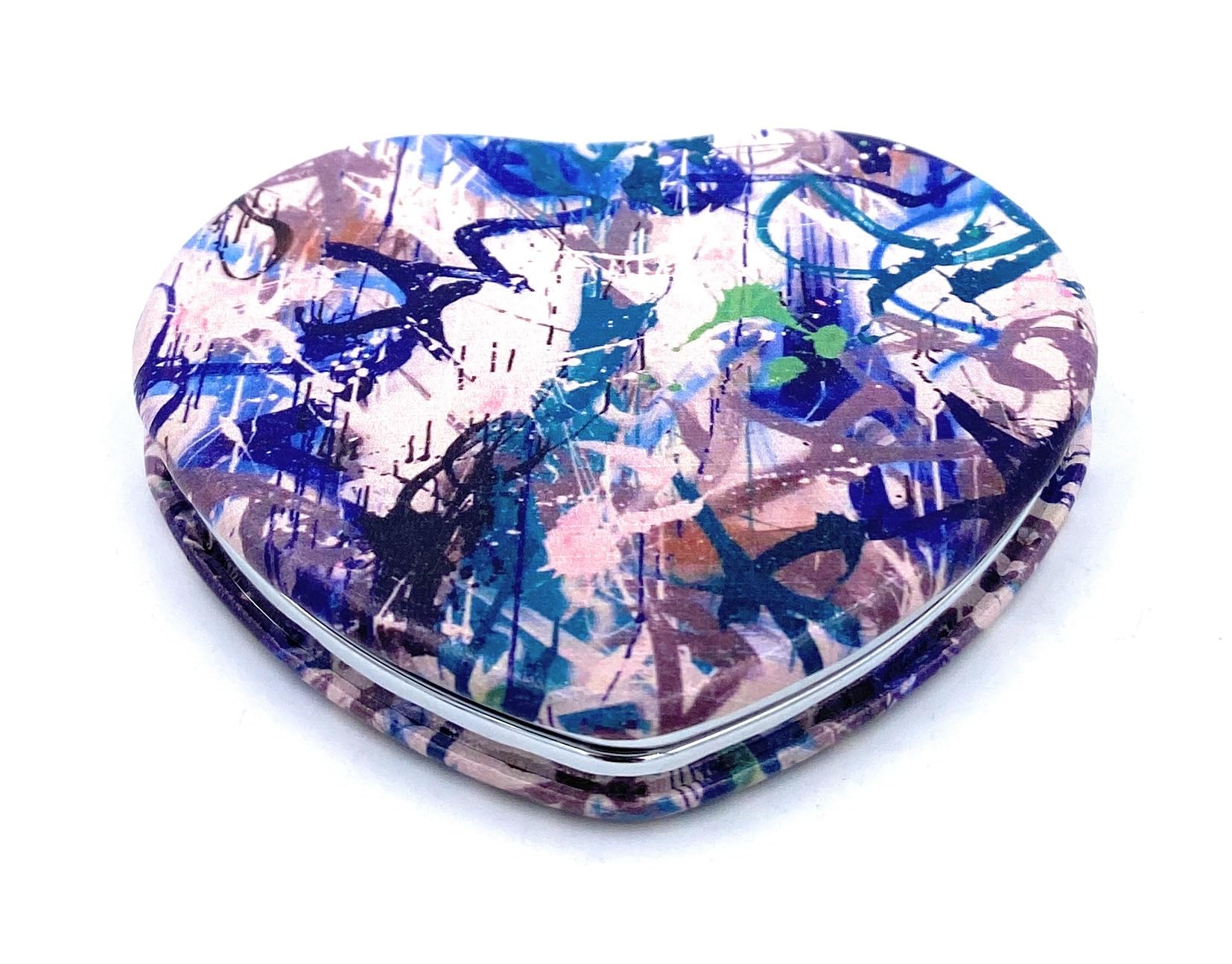 Aeisage Heart Mirror Compact Small Purse Mirror Blue Pocket Mirror Mini Size Travel Mirror For Girls Folding Mirror In Heart Sha