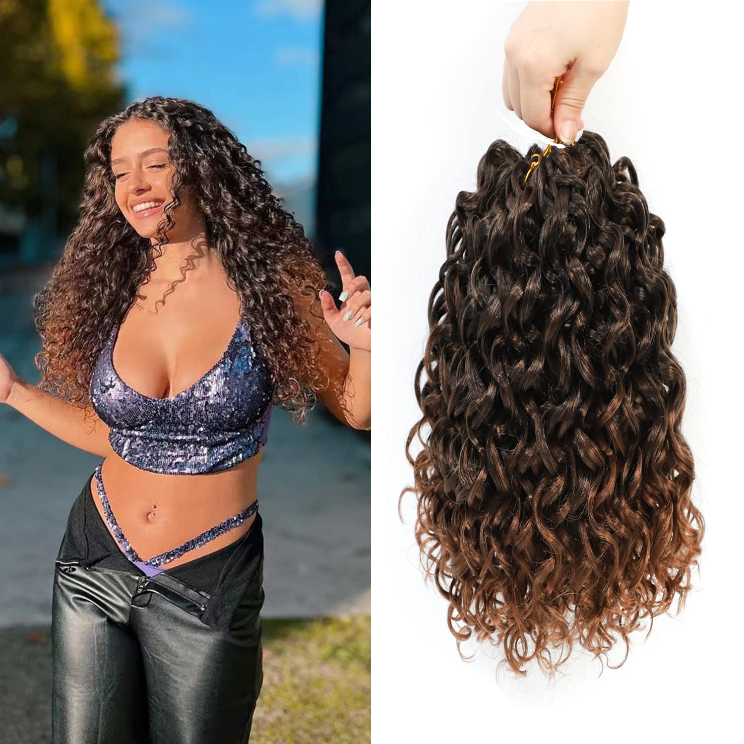 Gogo Curl Crochet Hair 12 Inch 8 Packs Short Curly Crochet Hair For Blcak Women - Beach Curl Crochet Hair - Deep Wave Crochet Ha