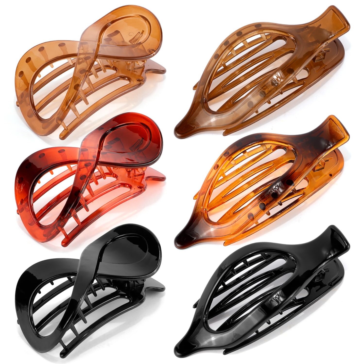 Atoden Flat Hair Clips for Women 6Pcs French Concord Hair Clips for Thick Thin Hair Lay Down Flat Hair Claw Clips Acrylic Jaw Cl