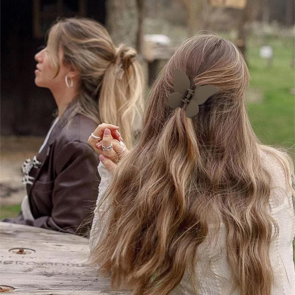 Atoden Butterfly Hair Clips For Women And Girls - 4 Pcs Nonslip Matte Jaw Clips, Gifts For Thin To Medium Hair Accessories