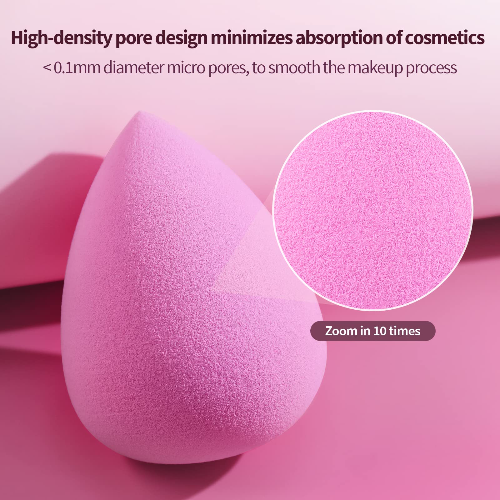 BEAKEY 5 Pcs Makeup Sponge Set, Foundation Cosmetic Blending Beauty Sponge, Flawless for Liquid, Cream, and Powder, Latex Free P