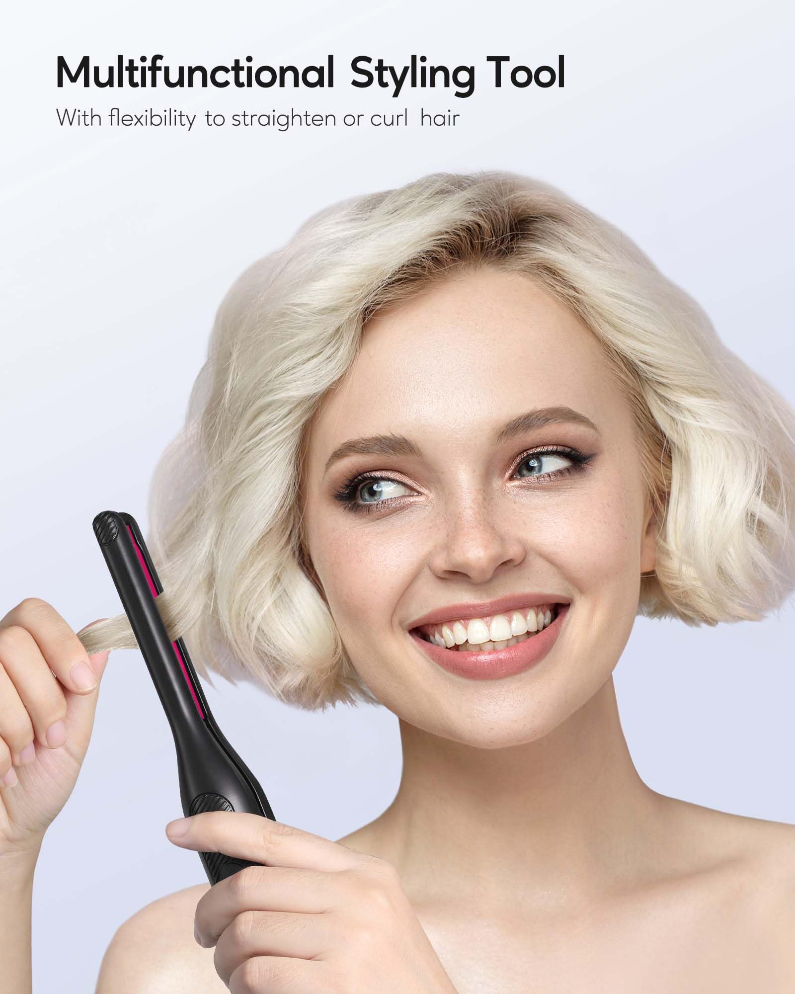 Wavytalk Small Flat Iron For Short Hair/Pixie Cut/Bangs/Edges, 3/10'' Pencil Flat Iron, Mini Hair Straightener With Anti-Pinch D