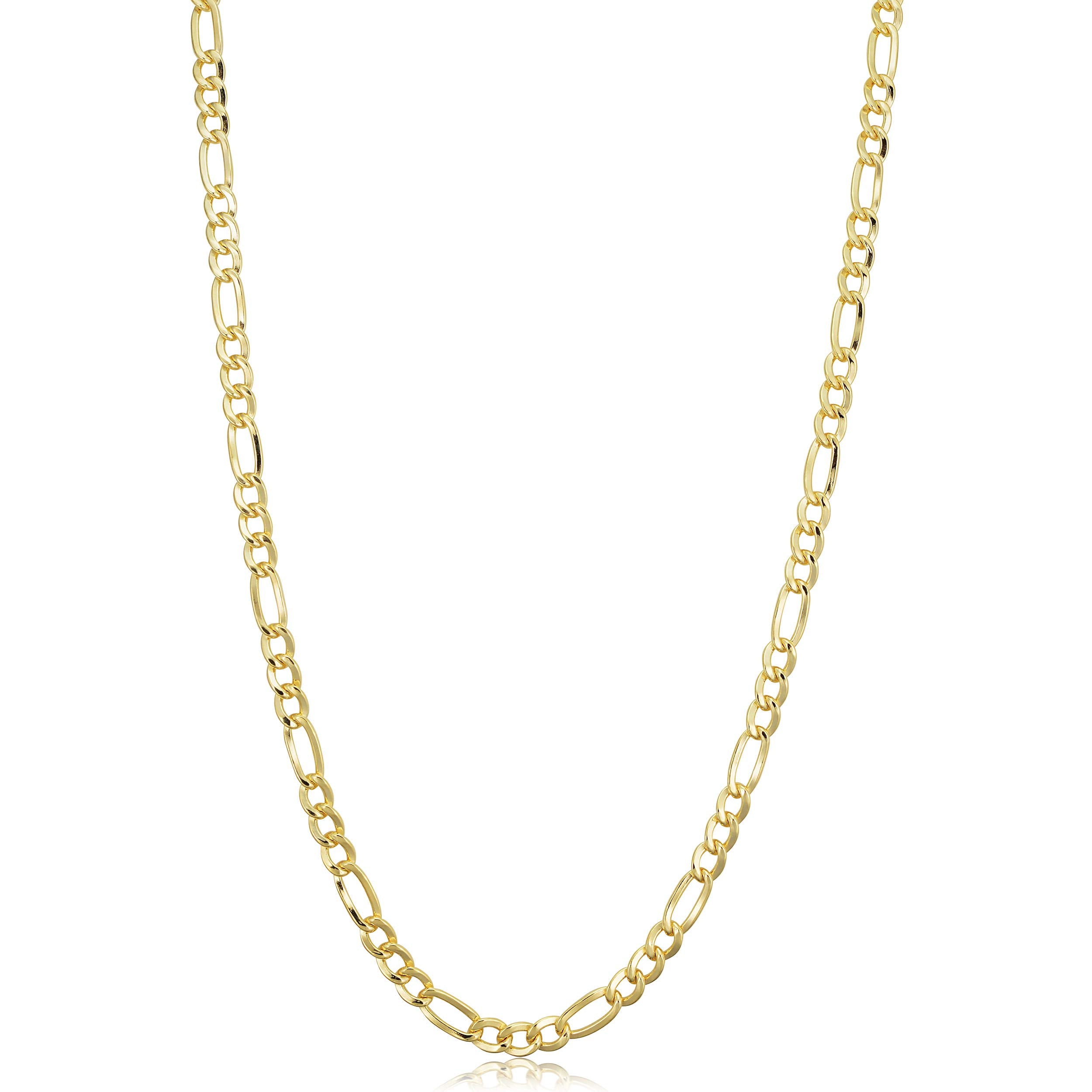 Kooljewelry 14k Yellow Gold Filled Solid Figaro Link Chain Necklace (3.3 mm, 20 inch)
