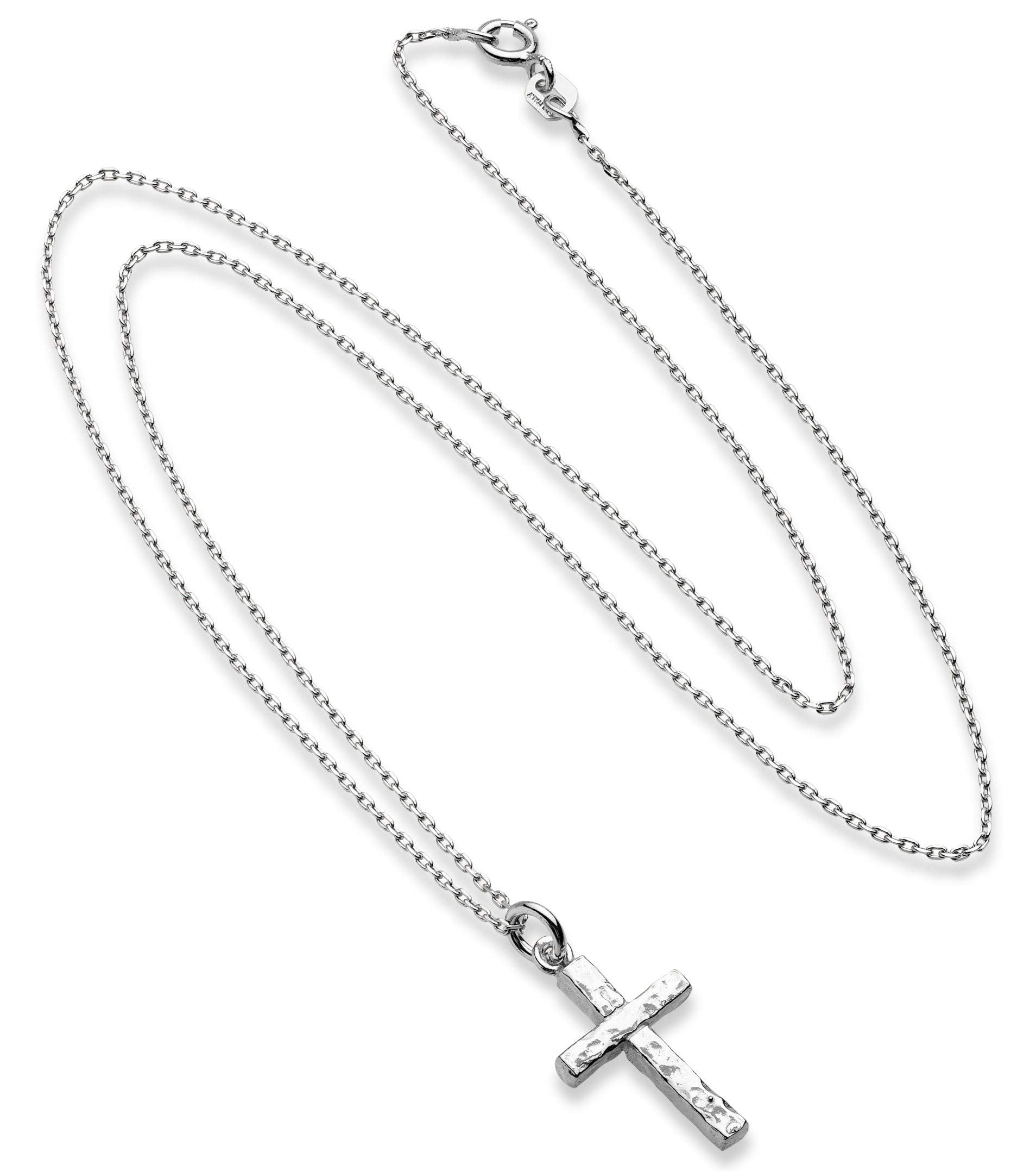 Miabella 925 Sterling Silver or 18Kt Yellow Gold Over Silver Italian Hammered Cross Pendant Chain Necklace 18 Inch Made in Italy