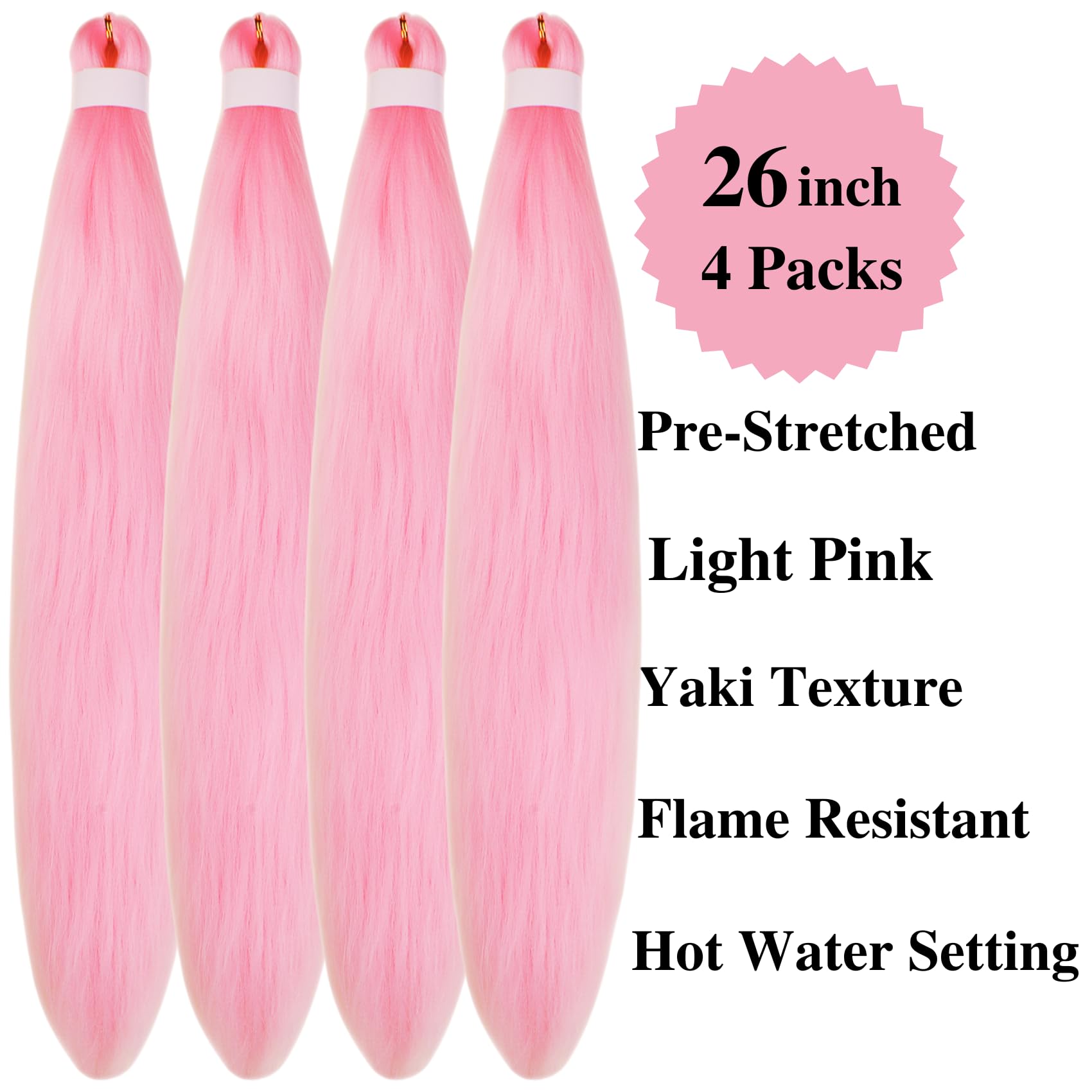 Gozill Light Pink Braiding Hair Pre Stretched Boho Braids Kanekalon Prestretched Braiding Hair For Bohemian Hair Ez Braid Micro