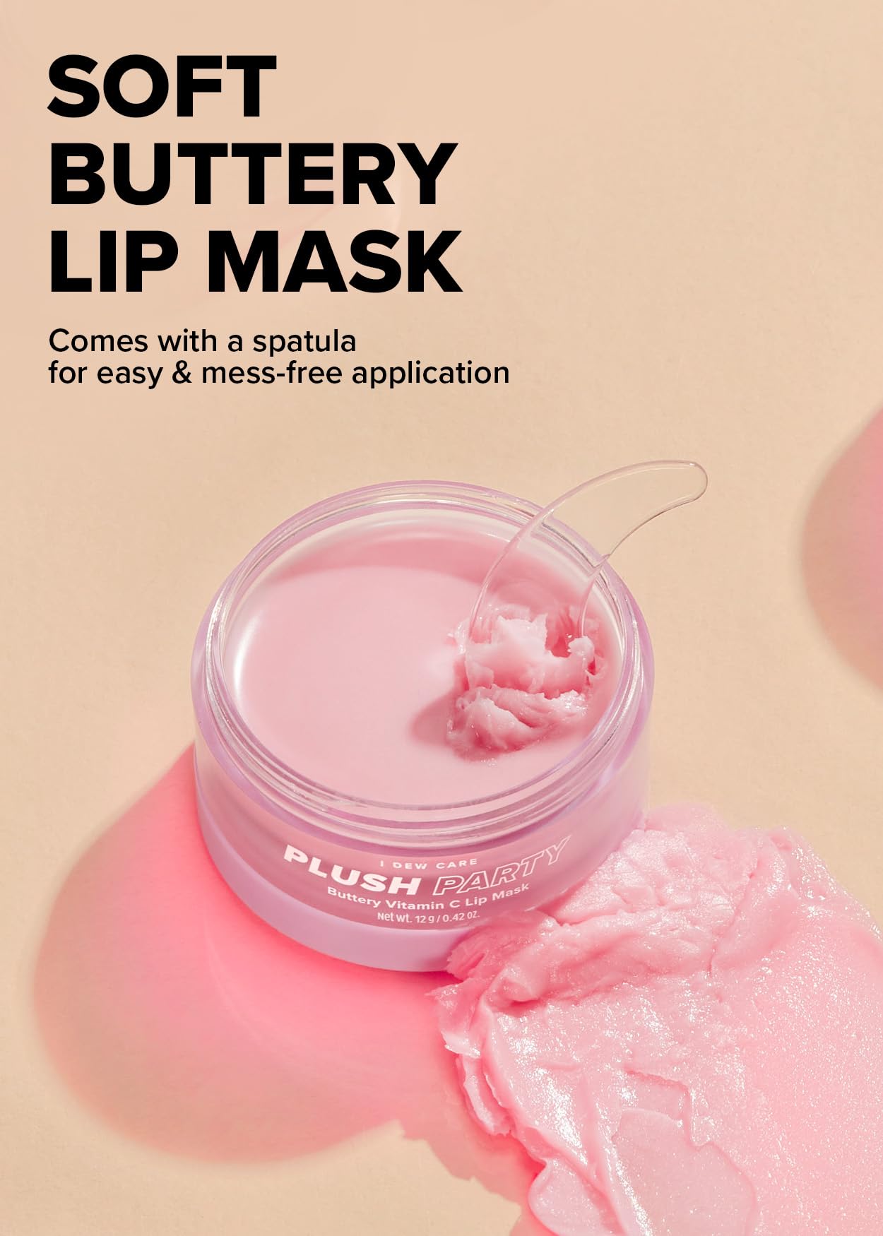 I Dew Care Korean Lip Sleeping Mask | Plush Party Buttery Vitamin C Glass Lip Moisturizing Balm, With Cocoa Butter For Dry Lips,