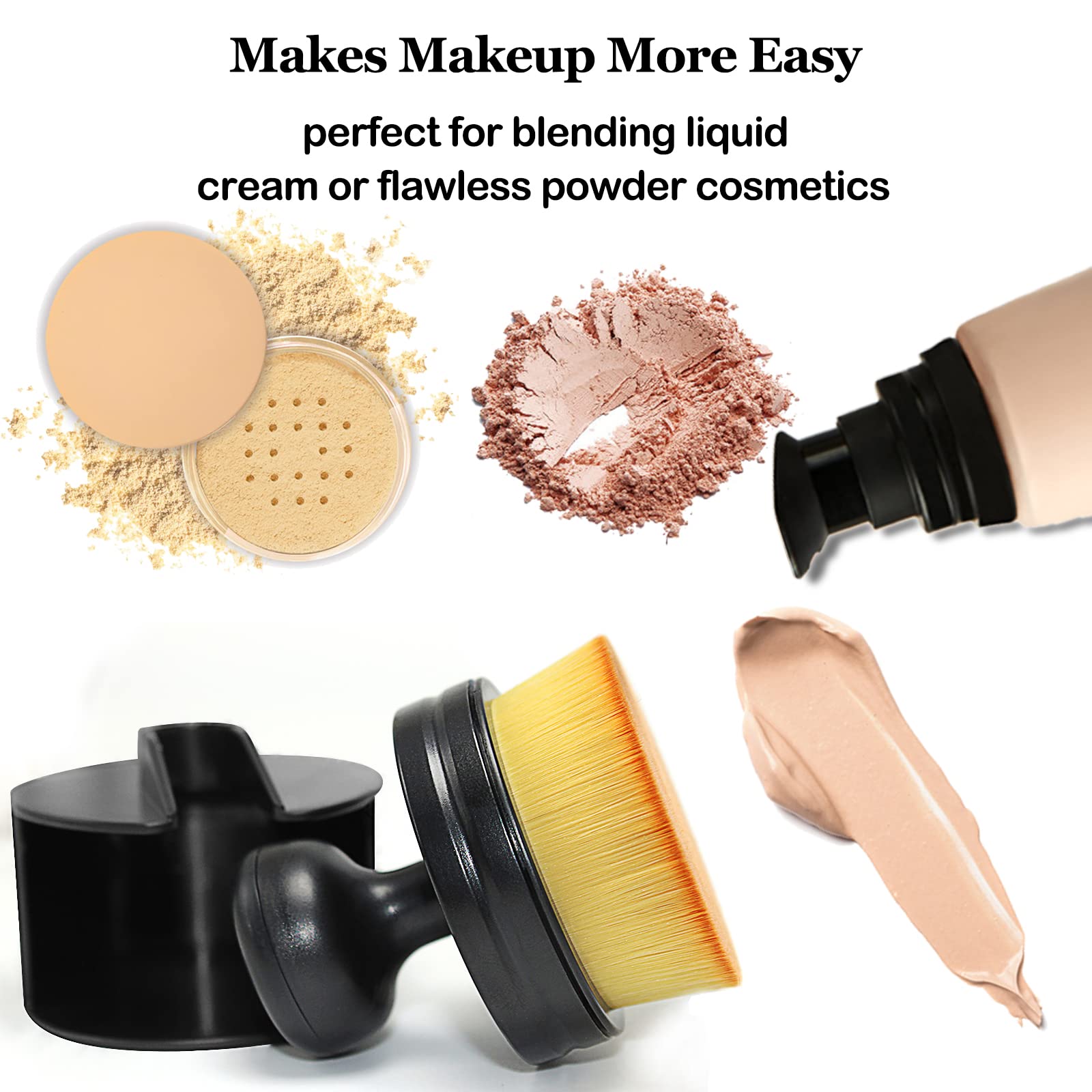 Falliny Makeup Brush, Large Full Coverage Self Tanner Foundation Brushes Travel Kabuki Powder Brush For Face Body, Blending Liqu
