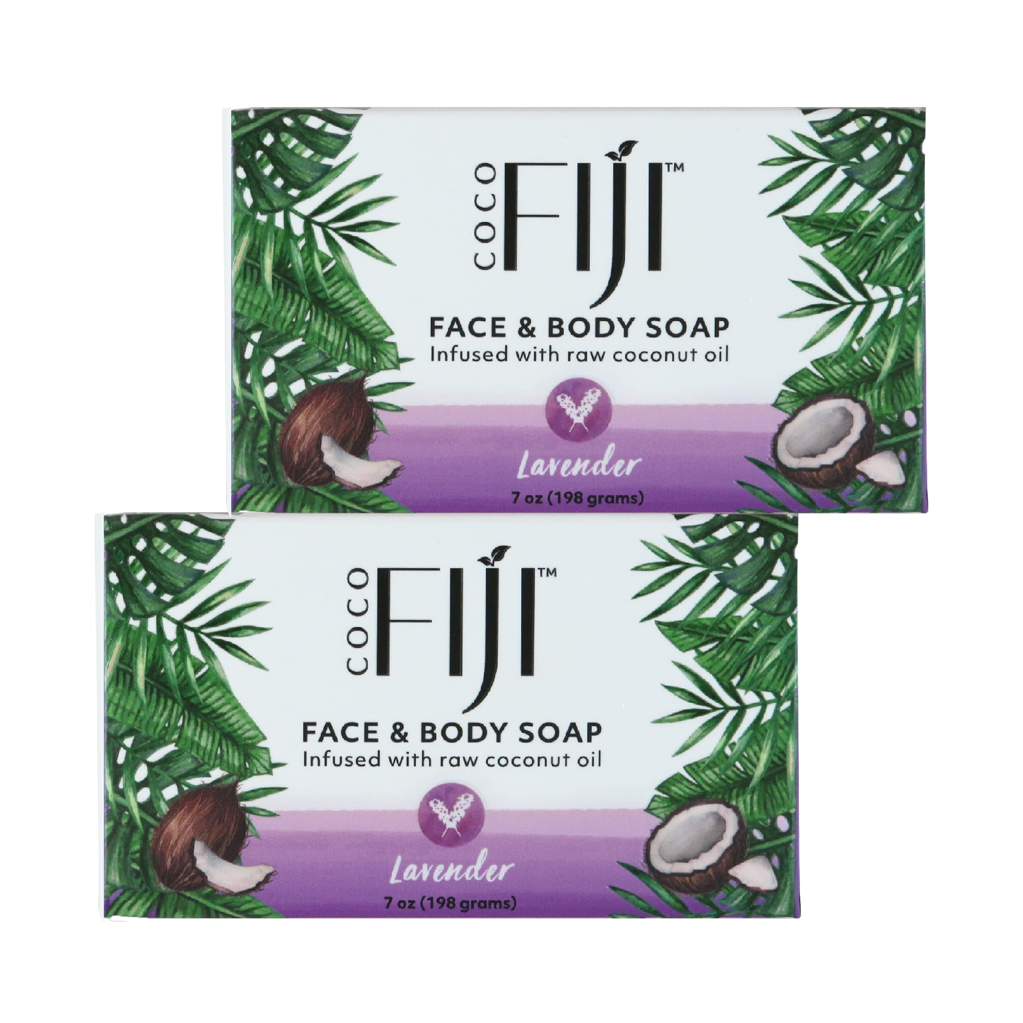 Coco Fiji Soap Bar for Face and Body Infused With Organic Coconut Oil, Lavender Essential Oil, Natural Soap for Moisturizing & P