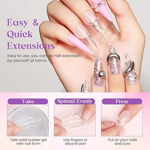 Mizhse Solid Builder Gel For Nails, 60G Large Capacity Clear Hard Gel For Nails 3D Sculpting Gel Non-Sticky Hand Carving Gel Uv
