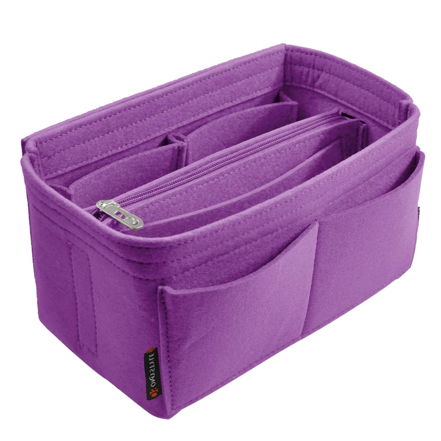 OMYSTYLE Purple Purse Organizer Insert for Handbags, Felt Bag Organizer for Tote & Purse, Tote Bag Organizer Insert with 5 Sizes