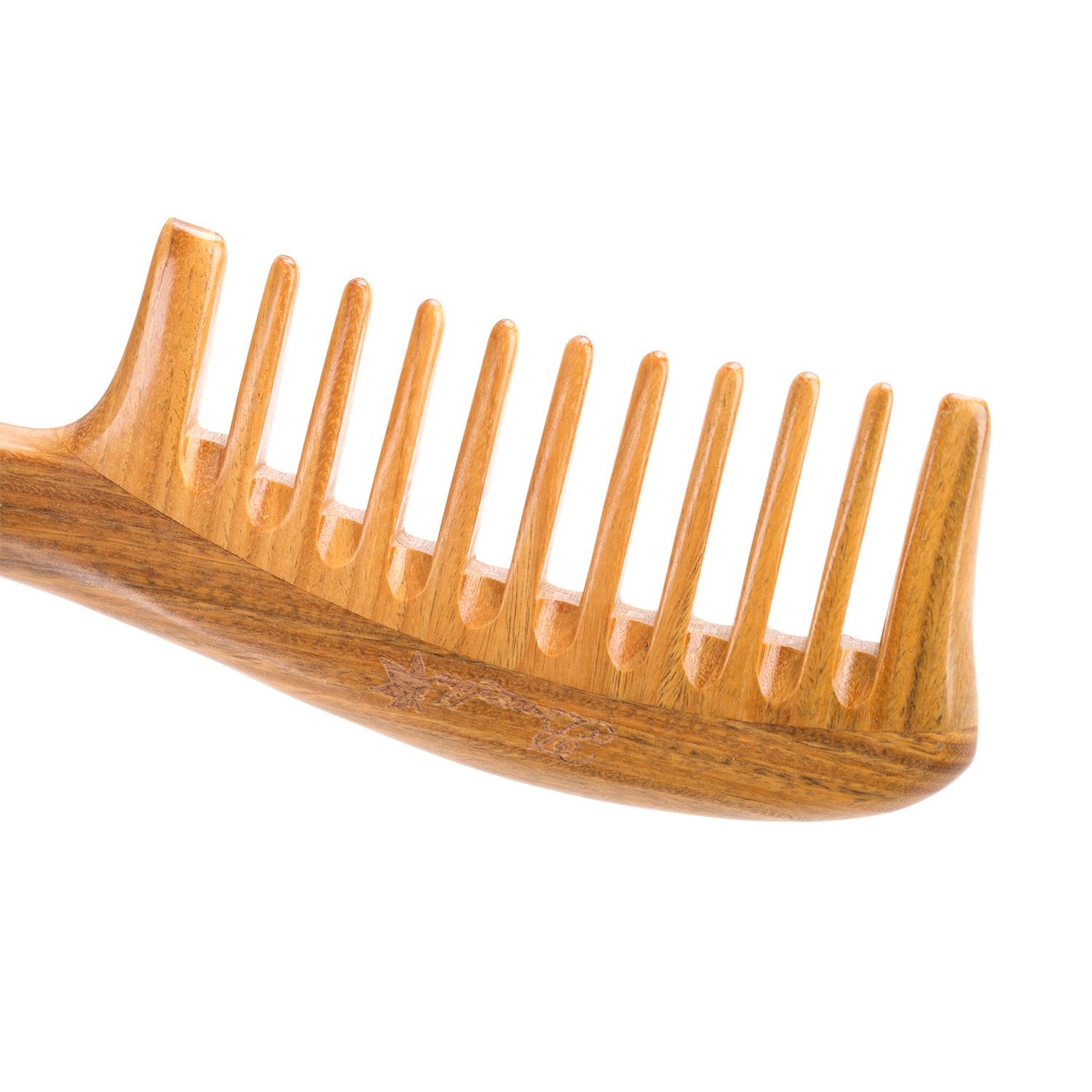 Hair Comb For Curly Hair - Breezelike Wide Tooth Wooden Detangling Comb - 8'' Big Size No Static Natural Sandalwood Comb For Wom