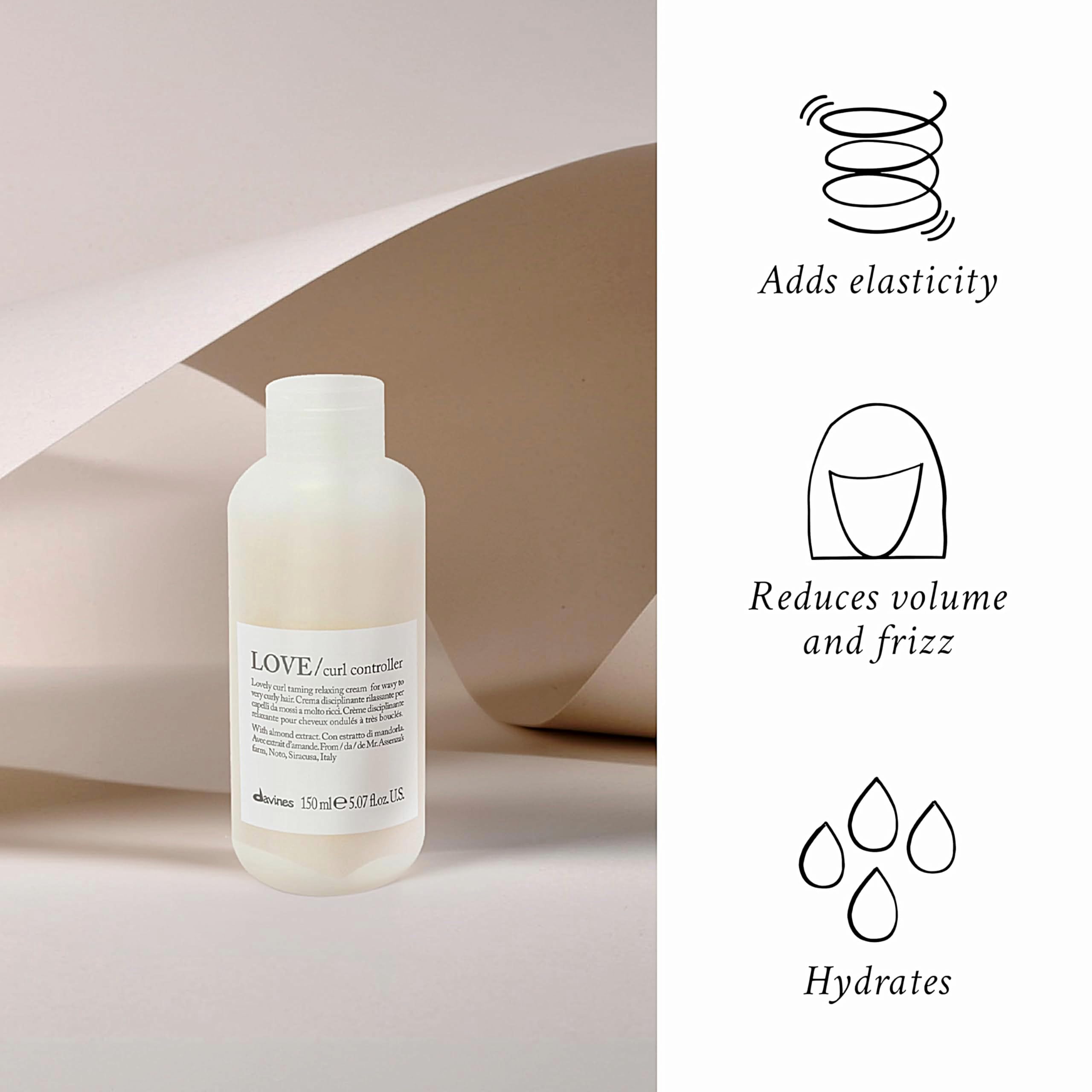 Davines LOVE curl controller, Taming And Relaxing cream For Very curly And Wavy Hair, Anti-Frizz curl Defining Formula, 507 Fl O