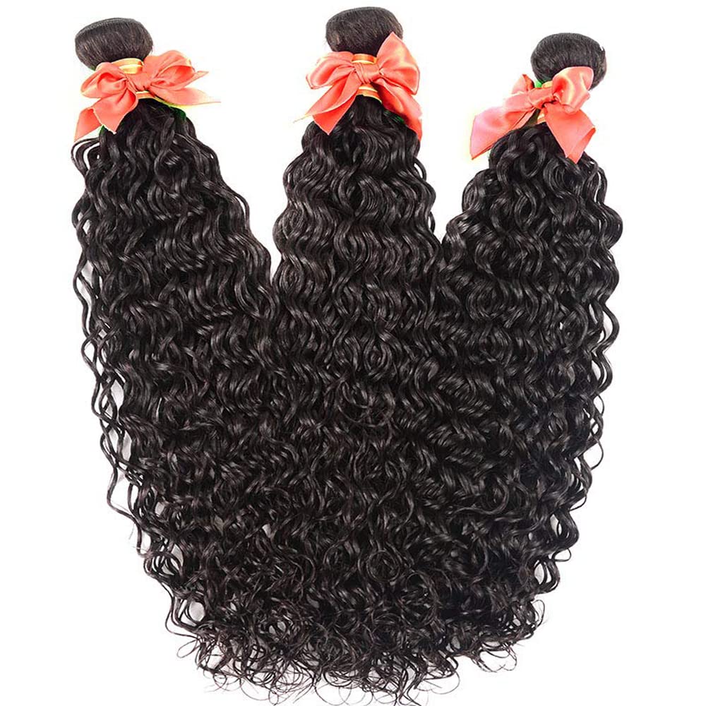 Water Wave Bundles With Closure 10A Wet And Wavy Bundles Human Hair Deep Curly Wave Bundles With Closure Brazilian Virgin Human