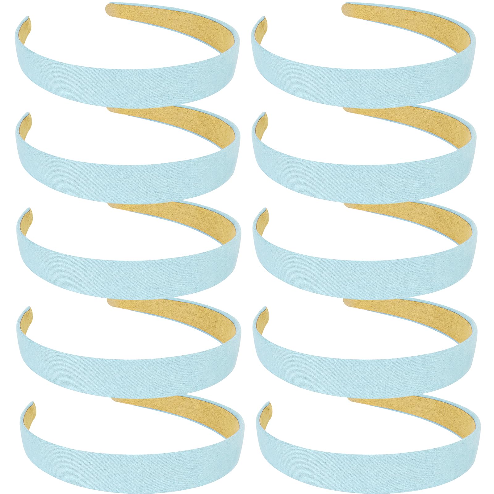 Wecoe 10 Pack Light Blue Sueded - Liked Headbands for Women Wide 1 Inch Non-Slip Headbands Fashion Halloween DIY Plain Solid Hai