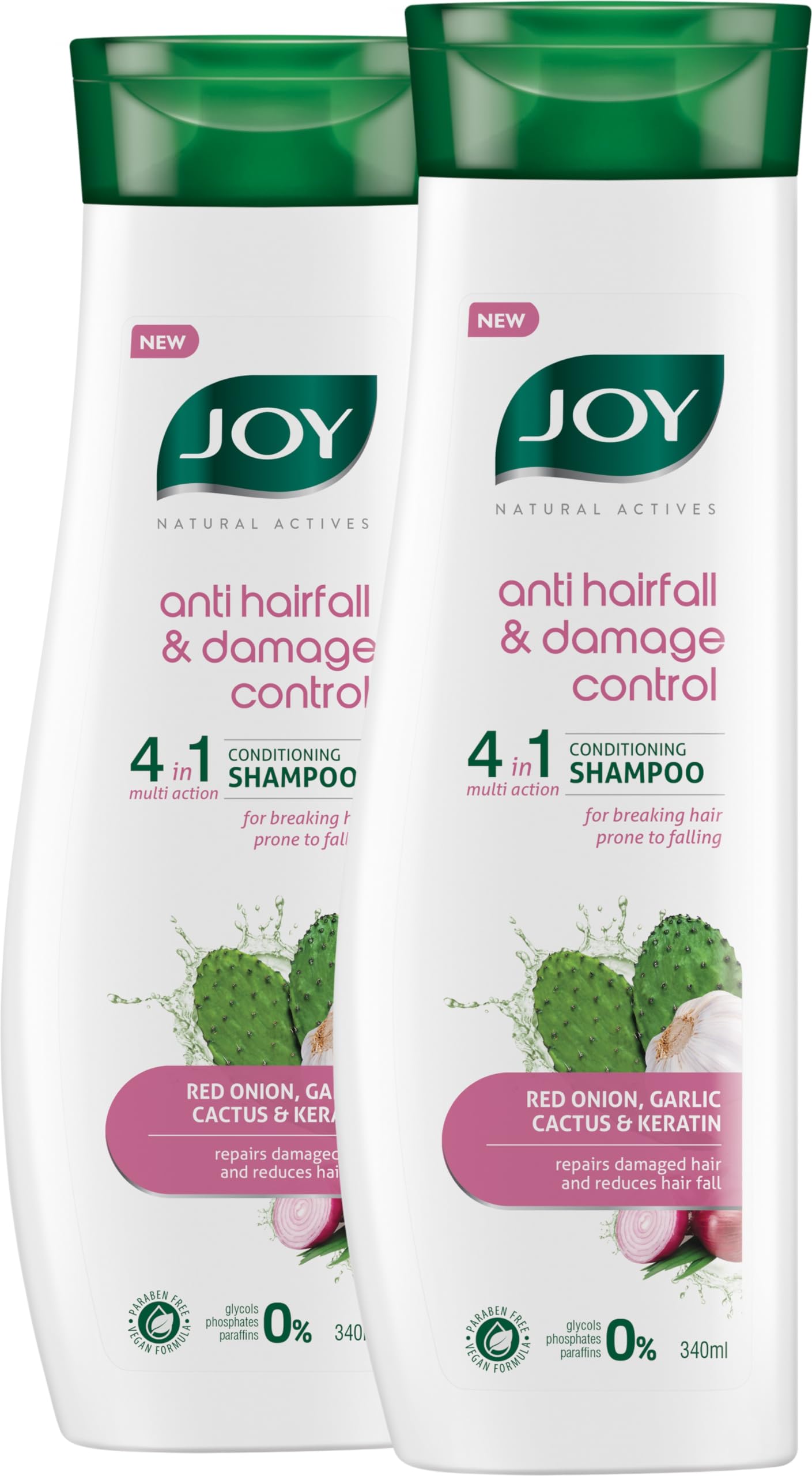 Joy Red Onion Shampoo For Hair Fall Control (340Ml X 2) | 4 In 1 Conditioning Shampoo That Strengthens Hair, Reduces Hair Fall &