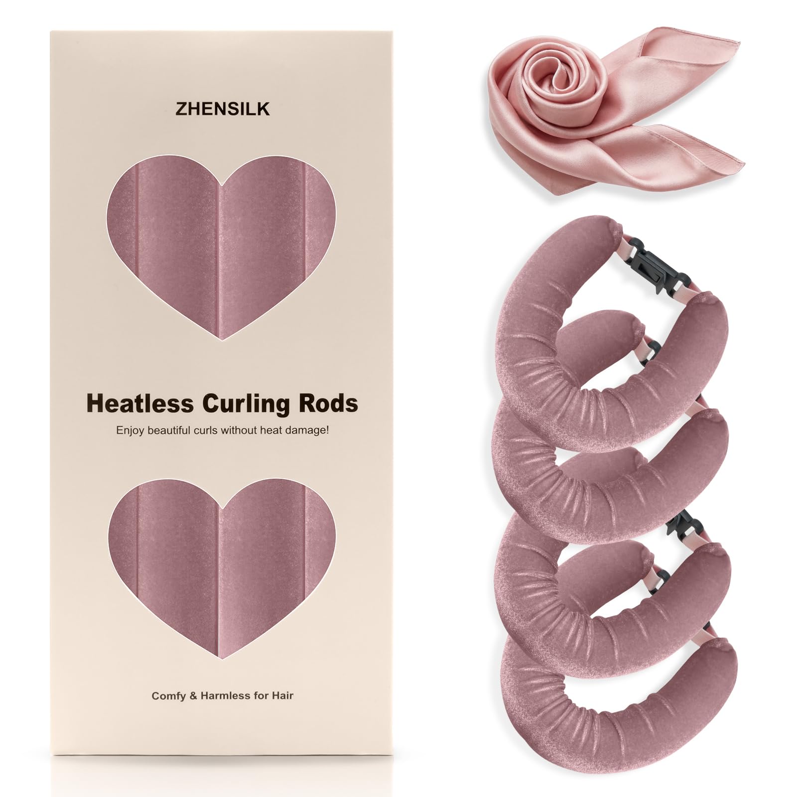 Heatless Hair Curler Set  4PCS Velvet Overnight Blowout Rods for Heatless Curls, Jumbo Flexible Curling Rods to Sleep In, No He