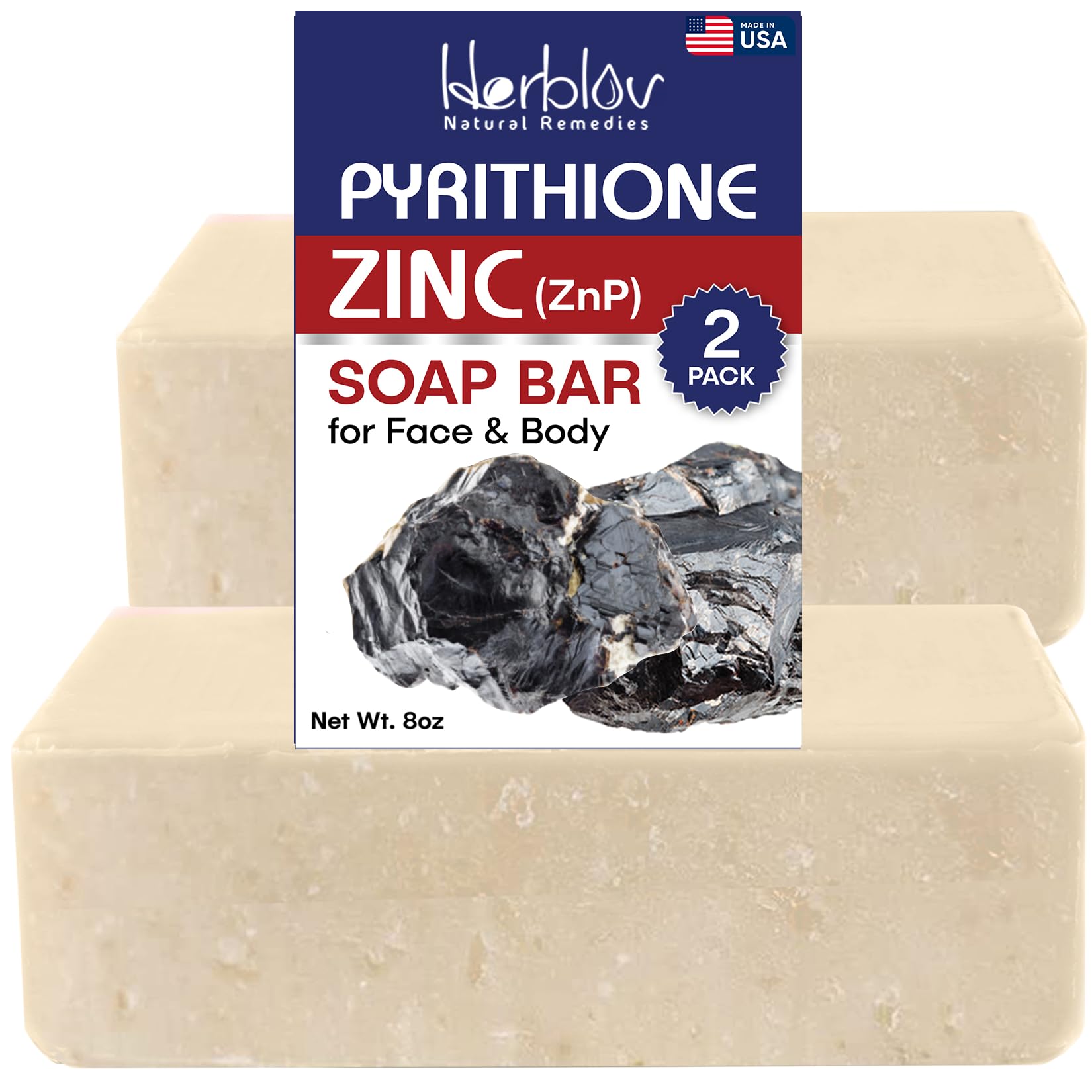 Zinc Soap Bar with Zinc Pyrithione  Gentle AllNatural Face & Body Wash  Daily Cleansing Formula for Oily, Sensitive & Blemish