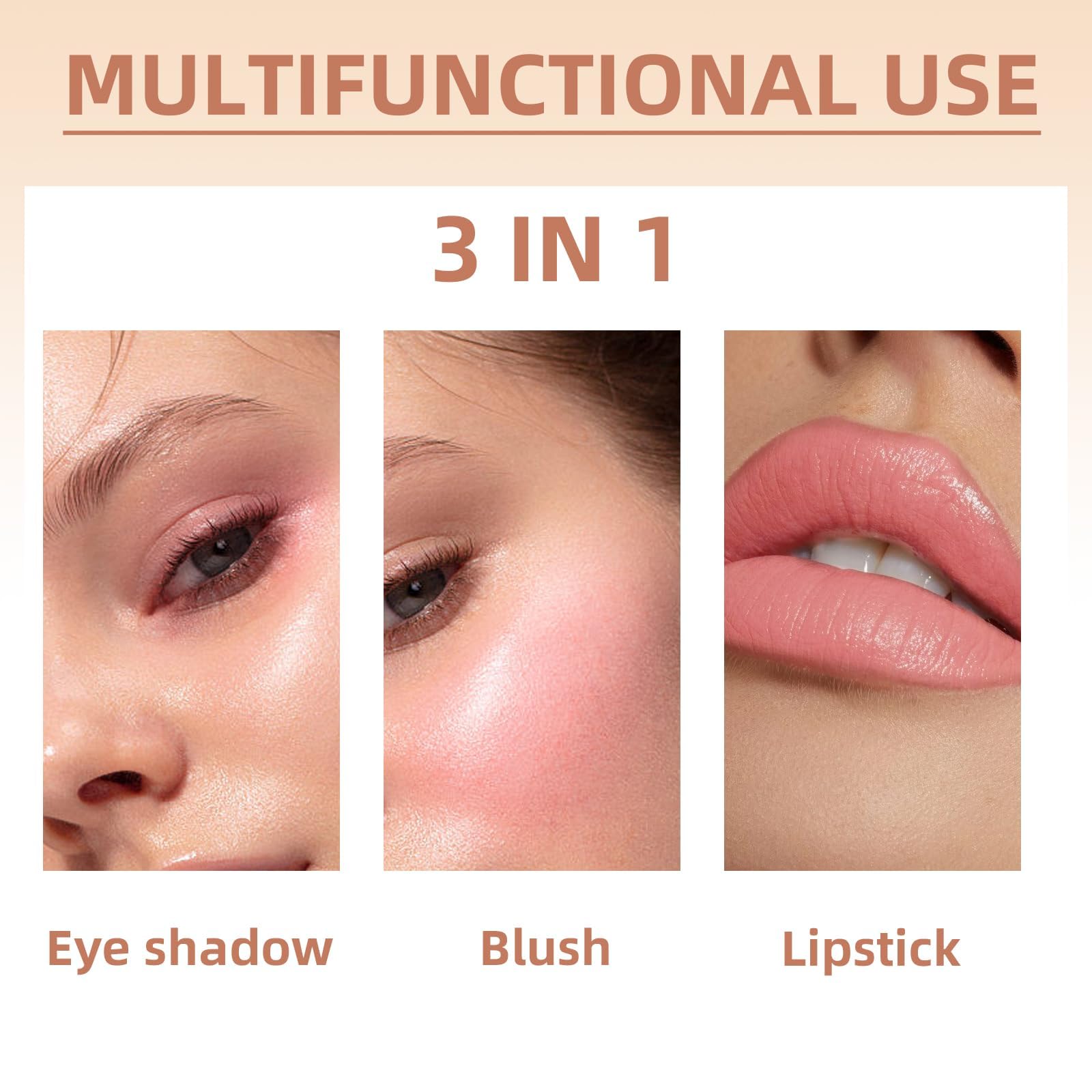 HOSAILY Cream Blush Stick for Cheeks, Multi-Use Makeup Blush Stick for Eyes Lips Face, Travel-Friendly Tinted Solid Moisturizer