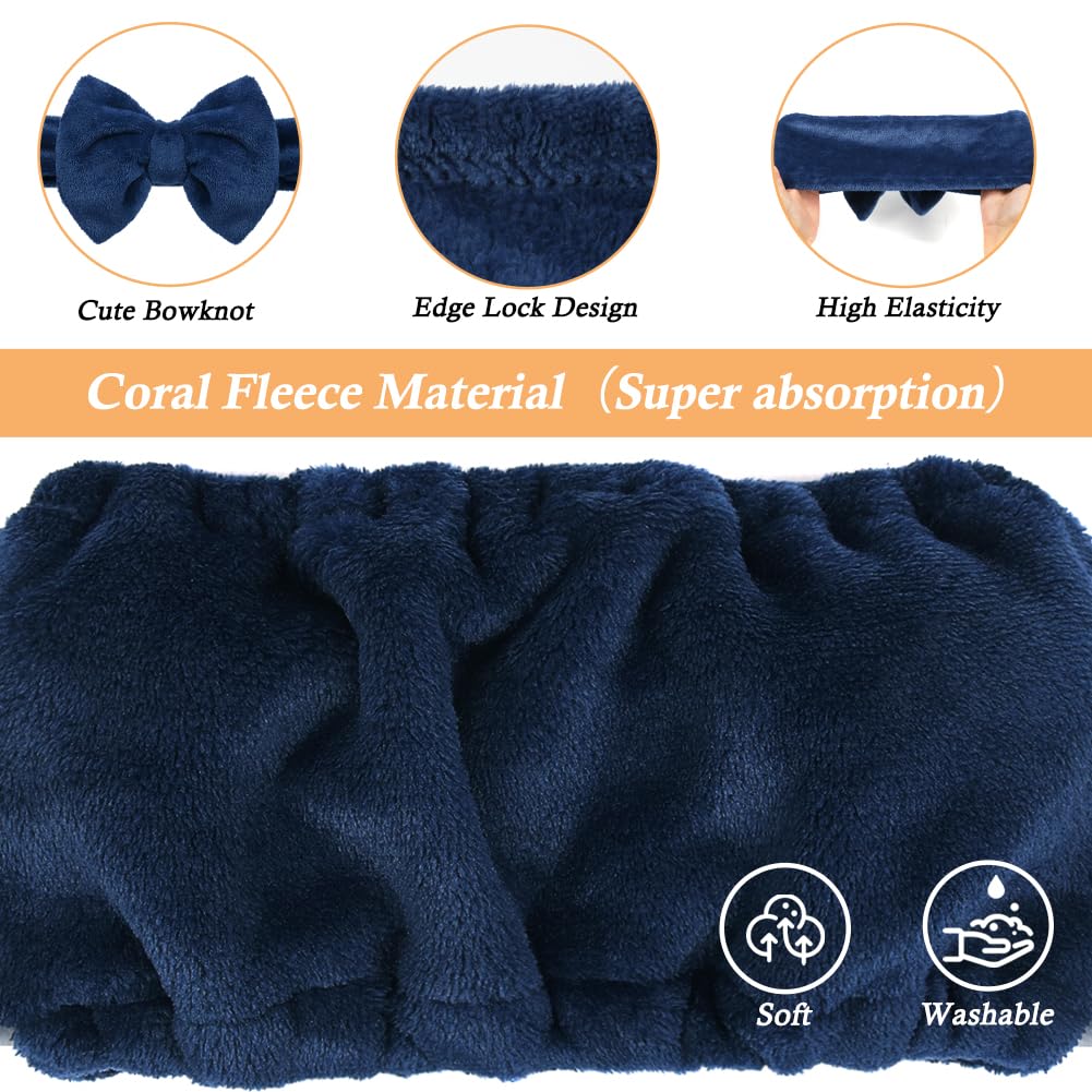 Shintop Face Wash Headband, Soft Spa Headband Carol Fleece Makeup Headband With Cute Bow Elastic Headband For Skincare Facial Ma