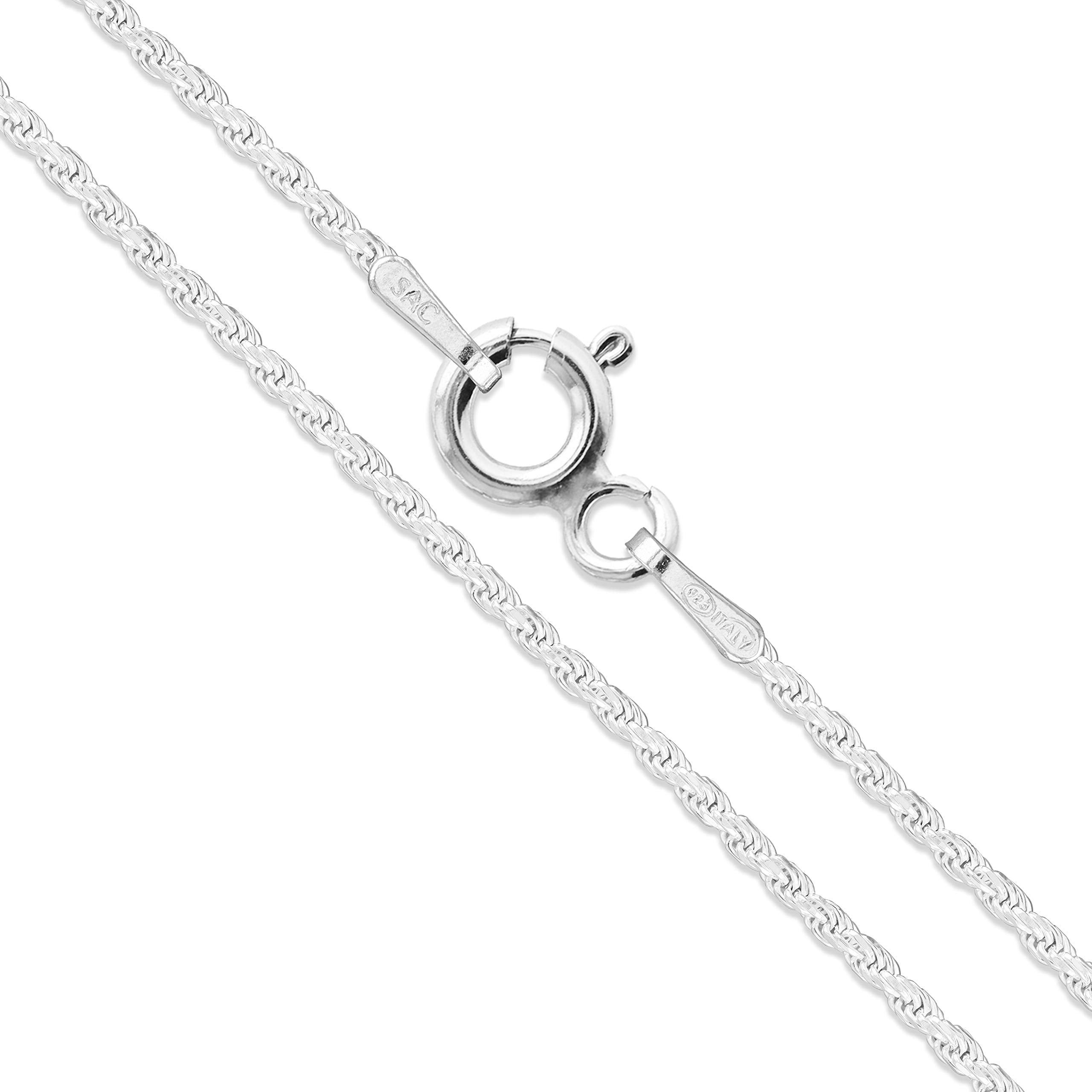 Sterling Silver Diamond-Cut Rope Chain 1.1mm Solid 925 Italy New Necklace 28 