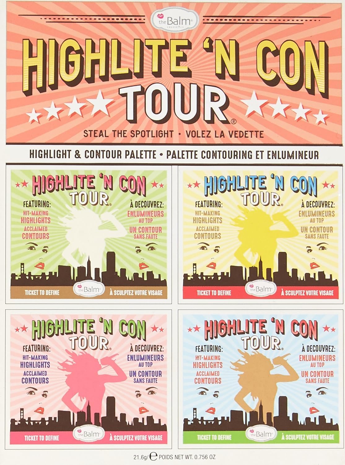 Thebalm Highlighting & Makeup Conceal Powders 'N Contour Palette, Highlighters Shimmer, Matte, Bronzer, Blushes, Multicolor, 0.8