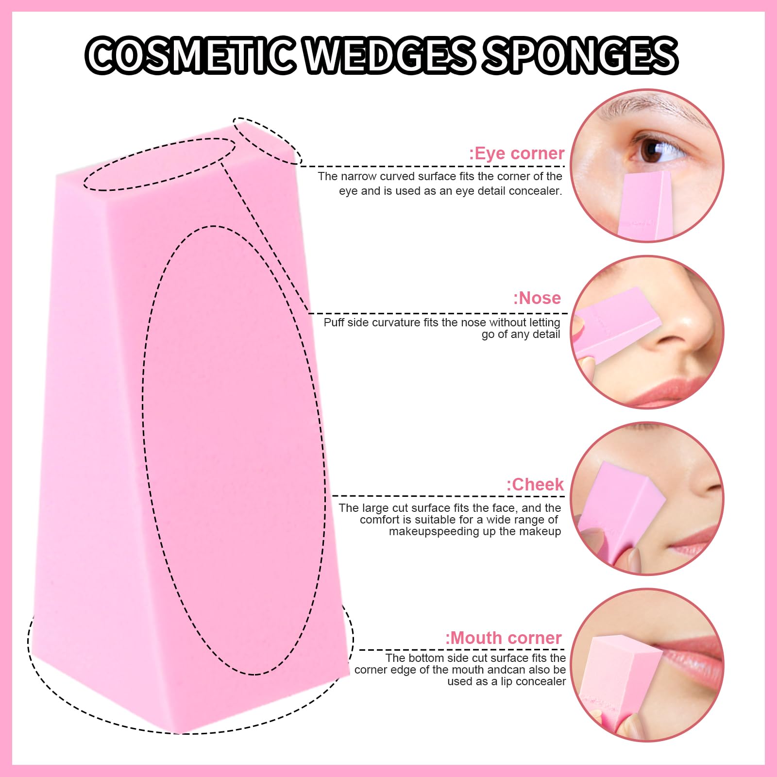 48 Pieces Makeup Sponge Blender For Face Curve Blending, Teenitor Latex Free, Small Wedge Shaped Smooth Apply Beauty Sponge Appl