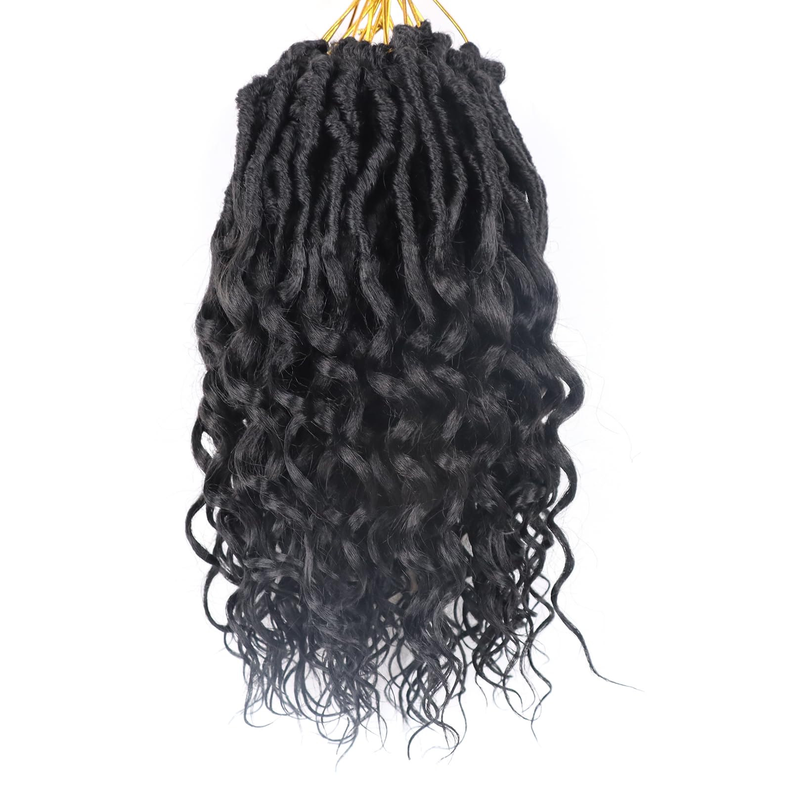 Deep Faux Locs Crochet Hair 10 Inch 8 Packs Goddess Locs Crochet Hair Soft Locs Crochet Braids with Curly Ends Pre Looped Deep W