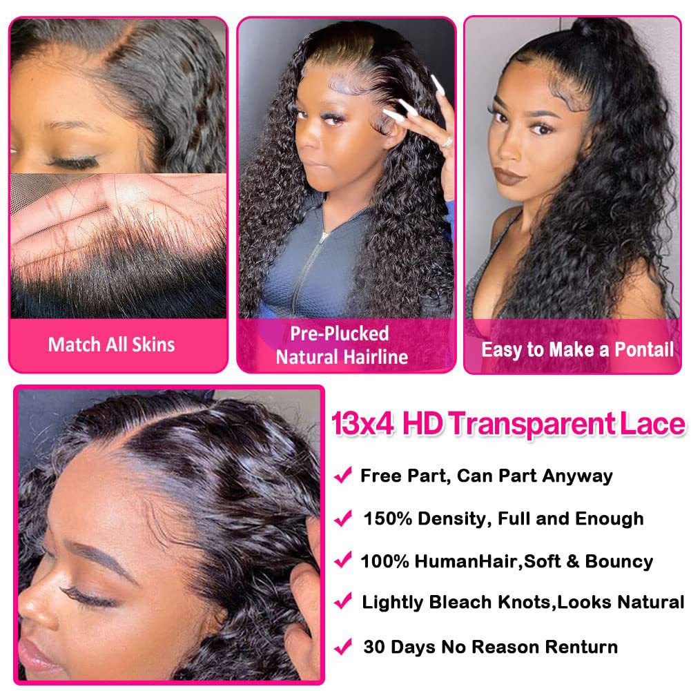 Glueless Water Wave Lace Front Wigs Human Hair For Women 180 Density Unprocessed Brazilian Virgin Human Hair Wigs With Baby Hair