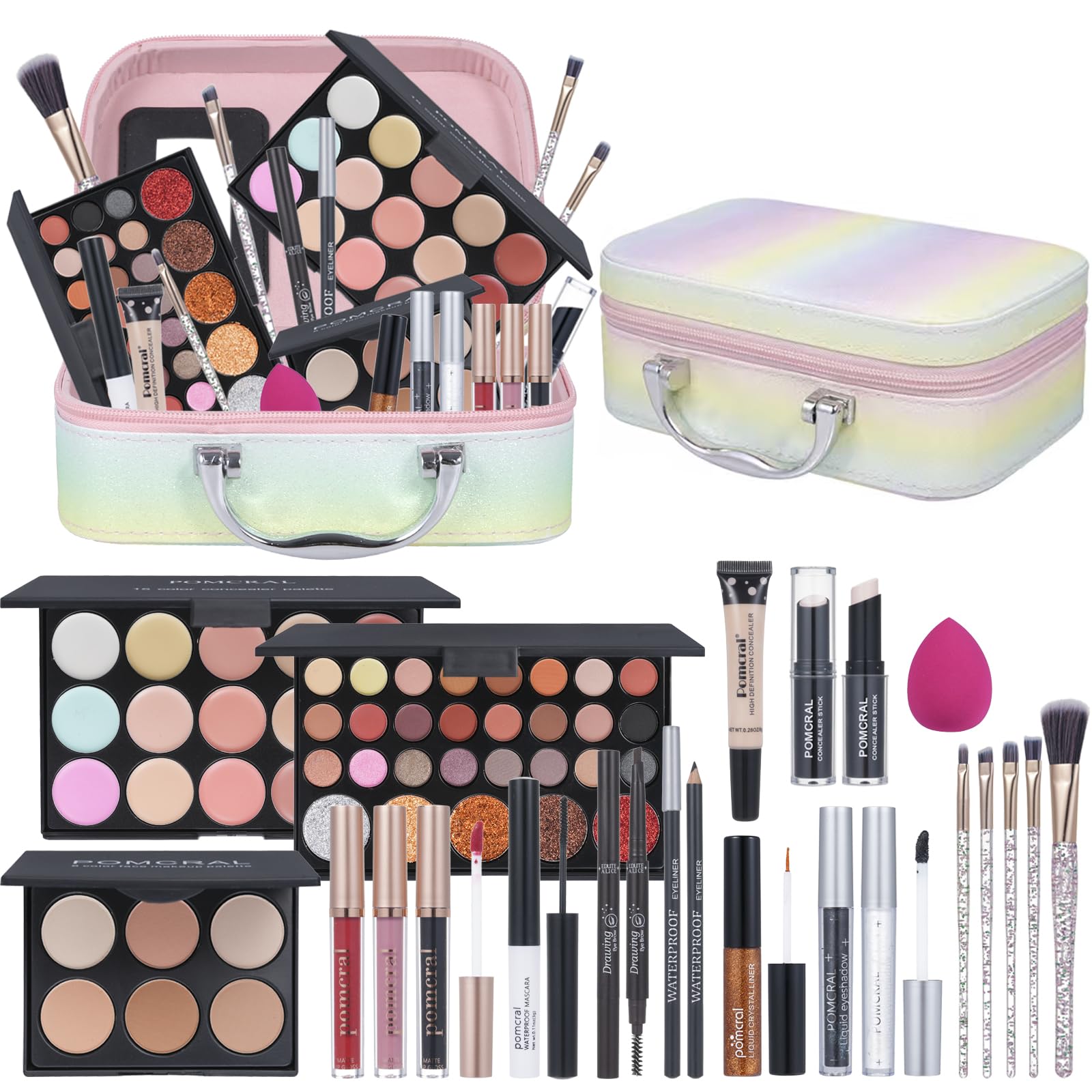 Makeup Kits For Teen Girls, Makeup Set For Women And Beginners, with Eyeshadow Palette, Concealer, Lip Gloss, Brushes Set (color