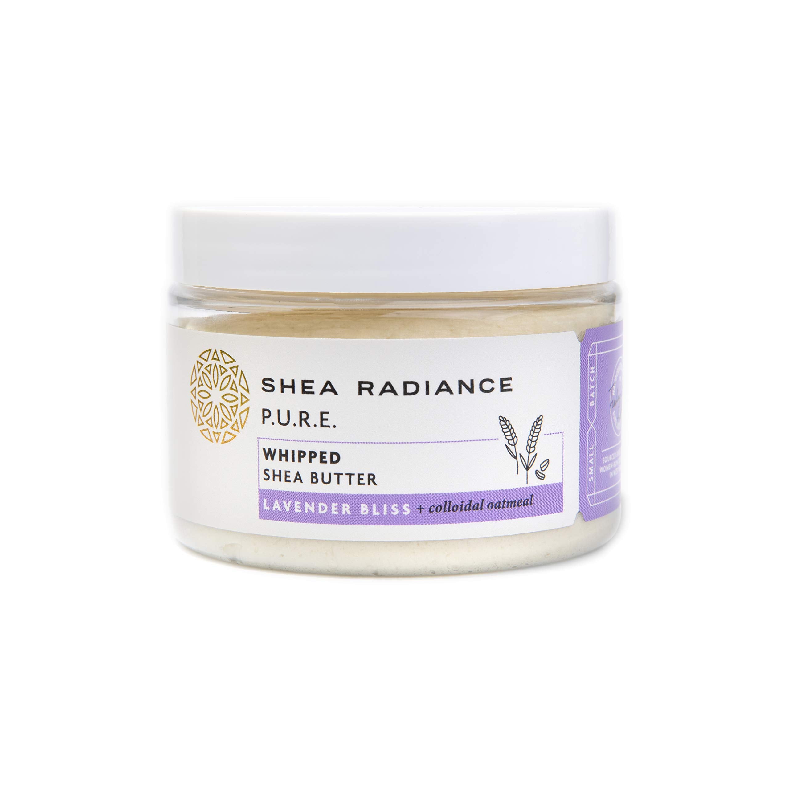 Shea Radiance Whipped Shea Butter w/Colloidal Oatmeal - Blended w/Skin-Soothing Oatmeal & Moisturizing Rice Bran Oil | Lavender