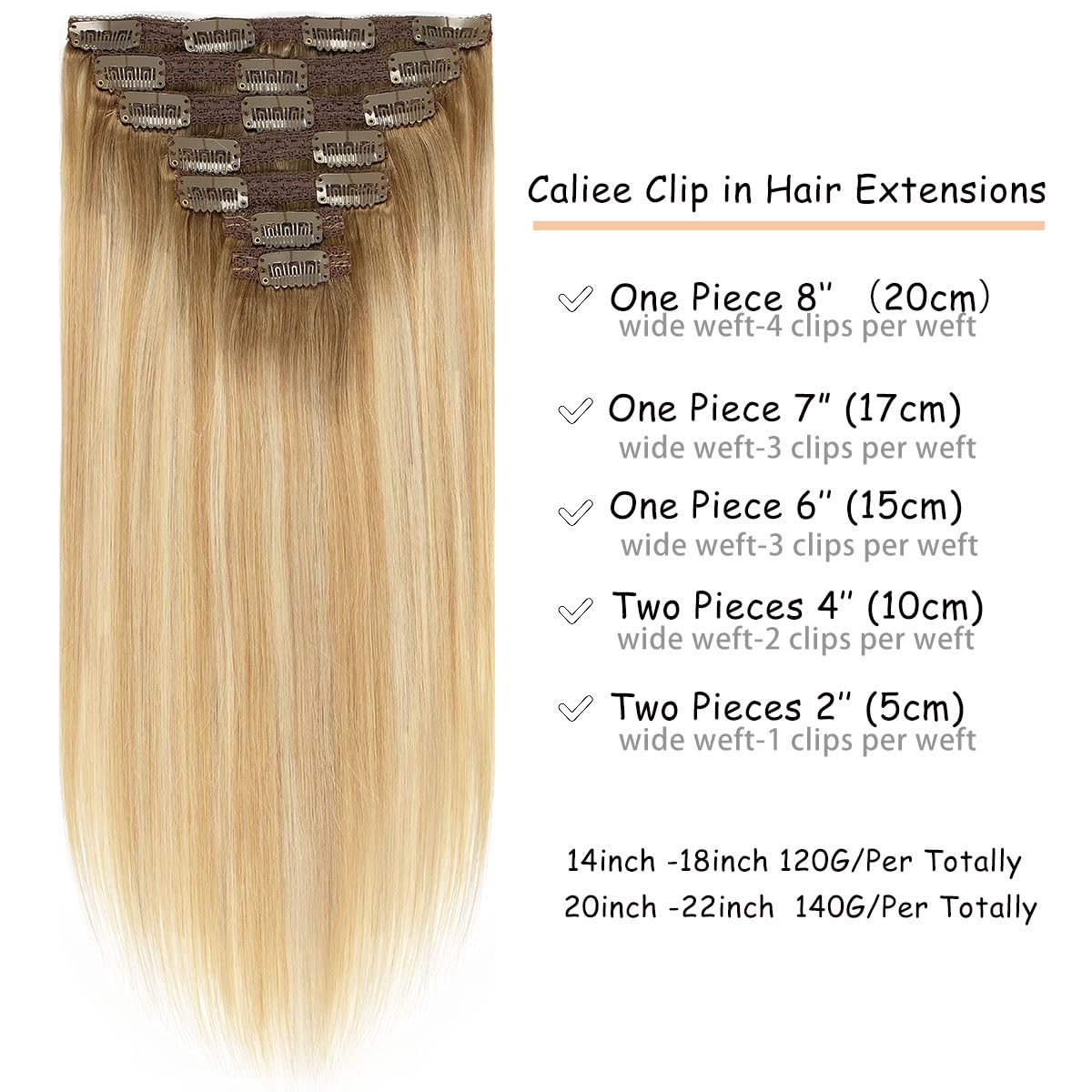 Caliee Hair Extensions Clip In Human Hair Ombre R8-12/60A Clip In Hair Extensions Real Human Hair Seamless Clip In Hair Extensio