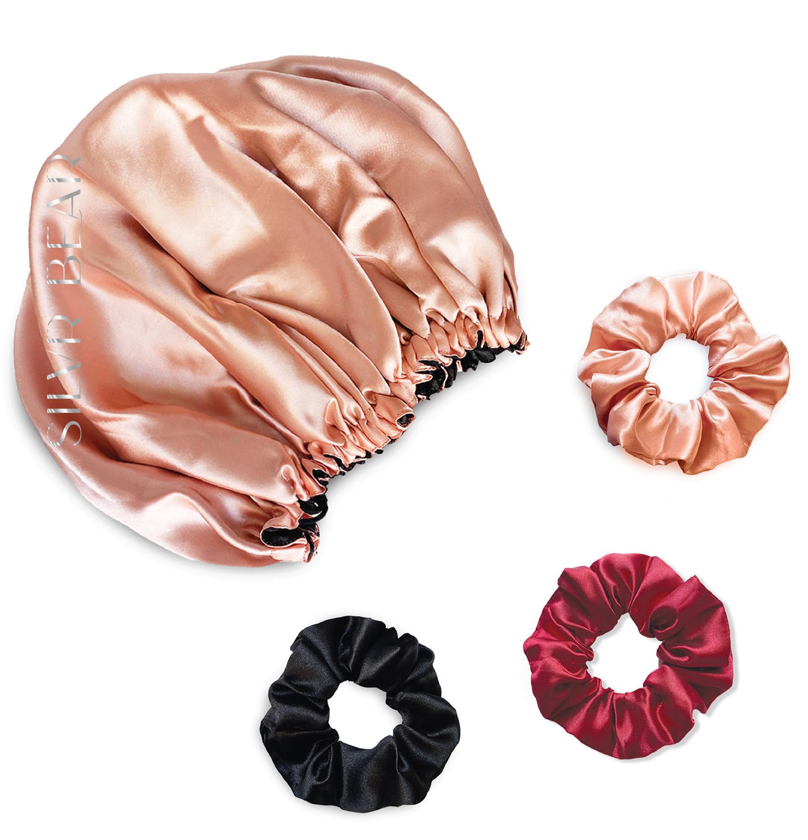 SILVR BEAR Satin Hair Bonnet for Sleeping | Reversible Bonnet | Soft and Comfortable Satin Bonnet for Women | Hair Sleeping Cap 