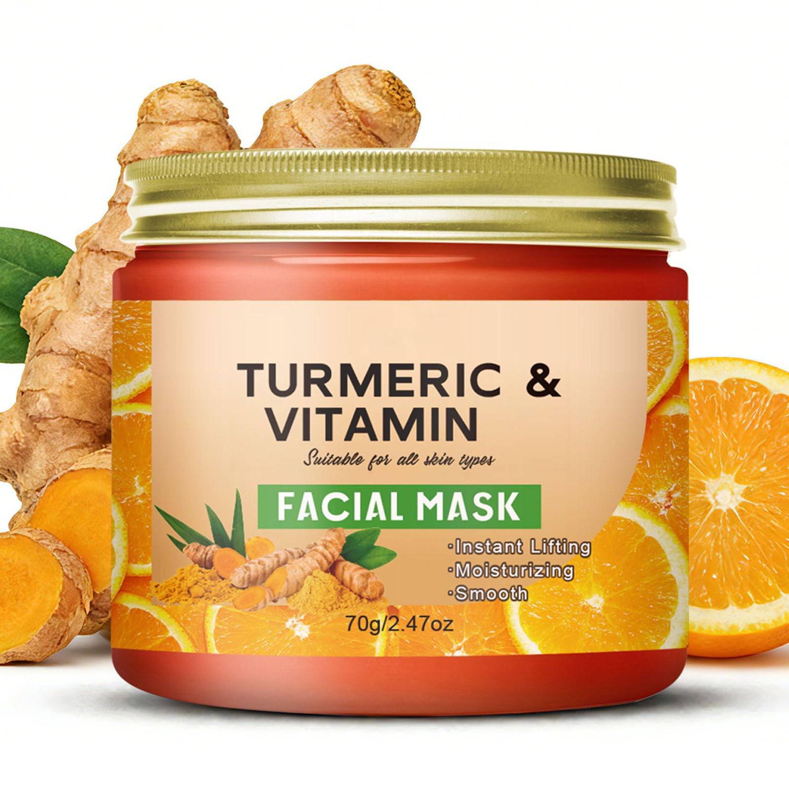 Grospe Turmeric Peel Off Face Mask, Turmeric Peel Off Facial Mask with Collagen, Hydrating & Firming Sleeping Mask for Roughed &