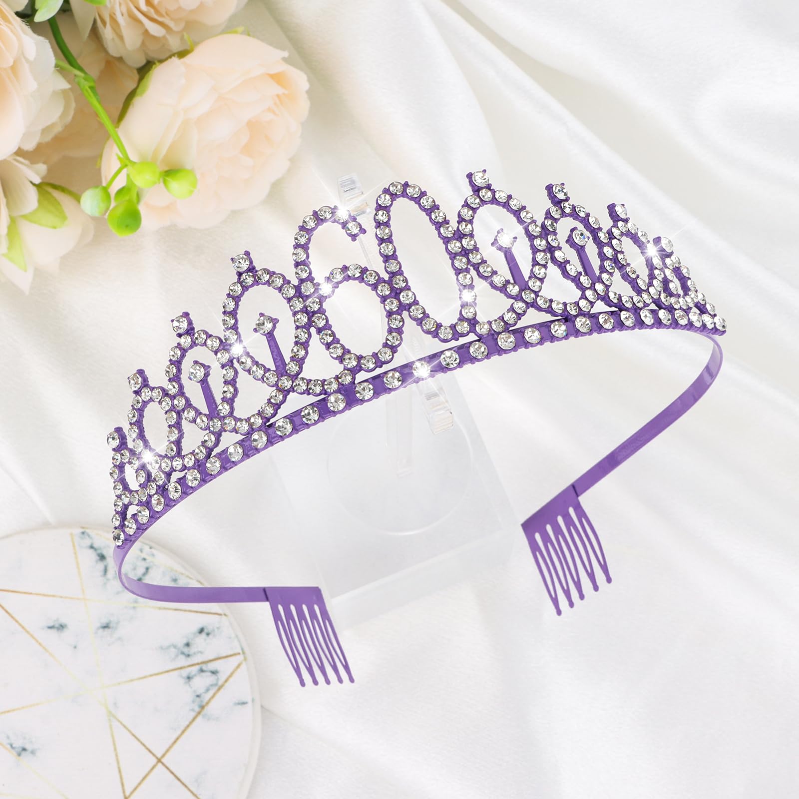 Cieher 60Th Birthday Gifts For Women, Purple 60Th Birthday Crown + 60 & Fabulous Birthday Sash, Purple 60Th Birthday Decorations